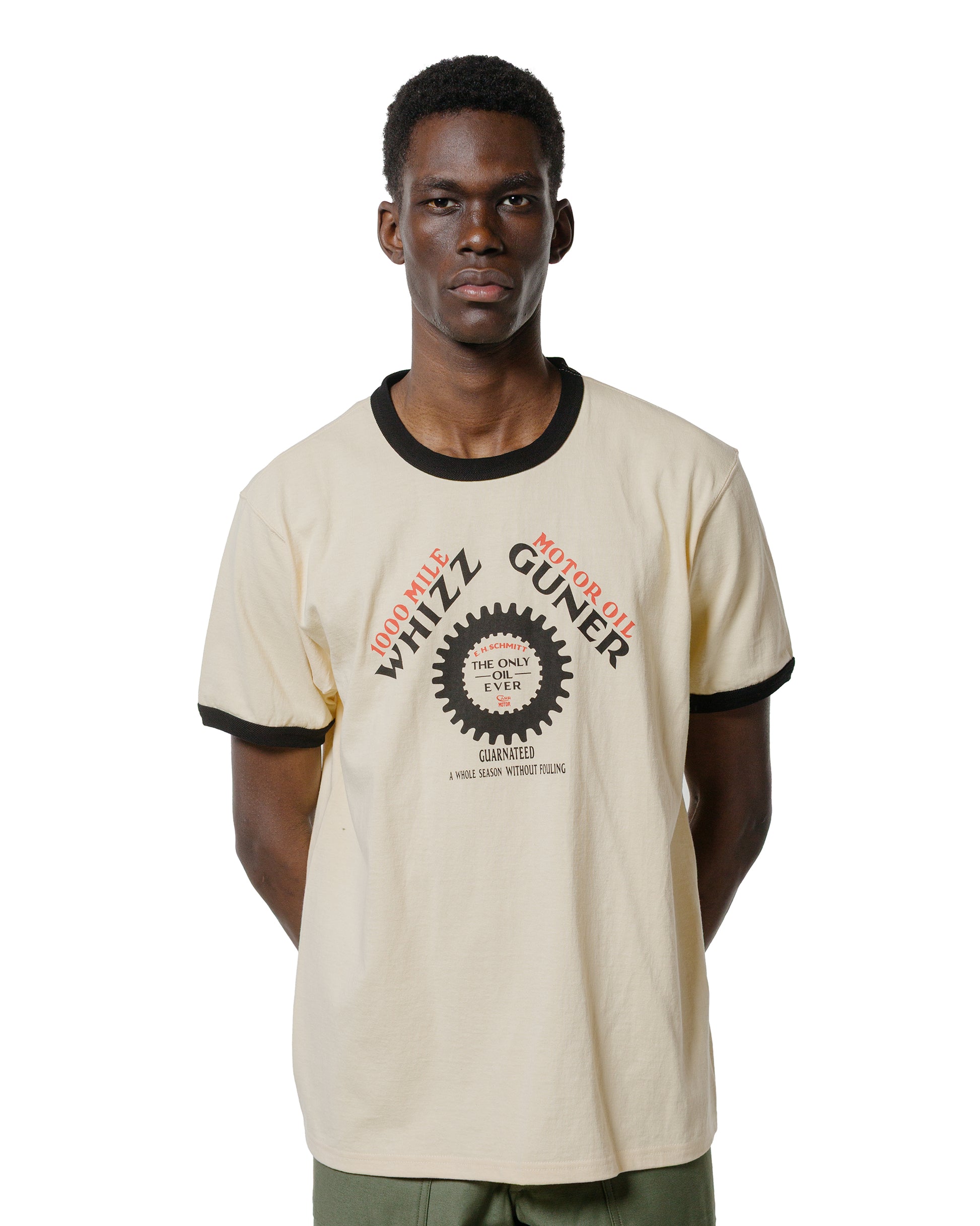 lost & found The Real McCoy's The Real McCoy's MC25016 Joe McCoy Tee / Whiz Gunner Ecru/Black