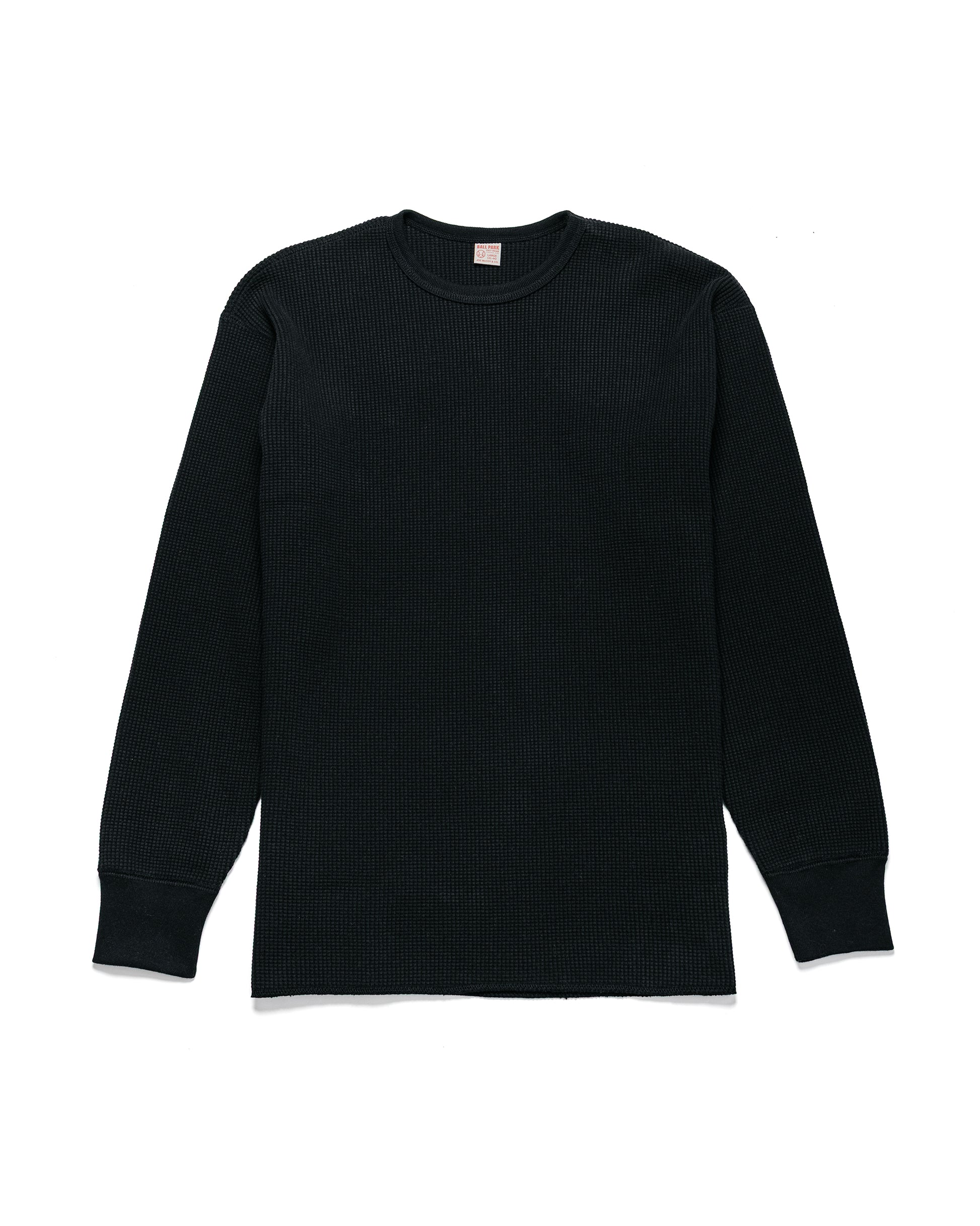 lost & found The Real McCoy's The Real McCoy's MC25103 Ball Park Waffle Thermal Shirt L/S Tee Black