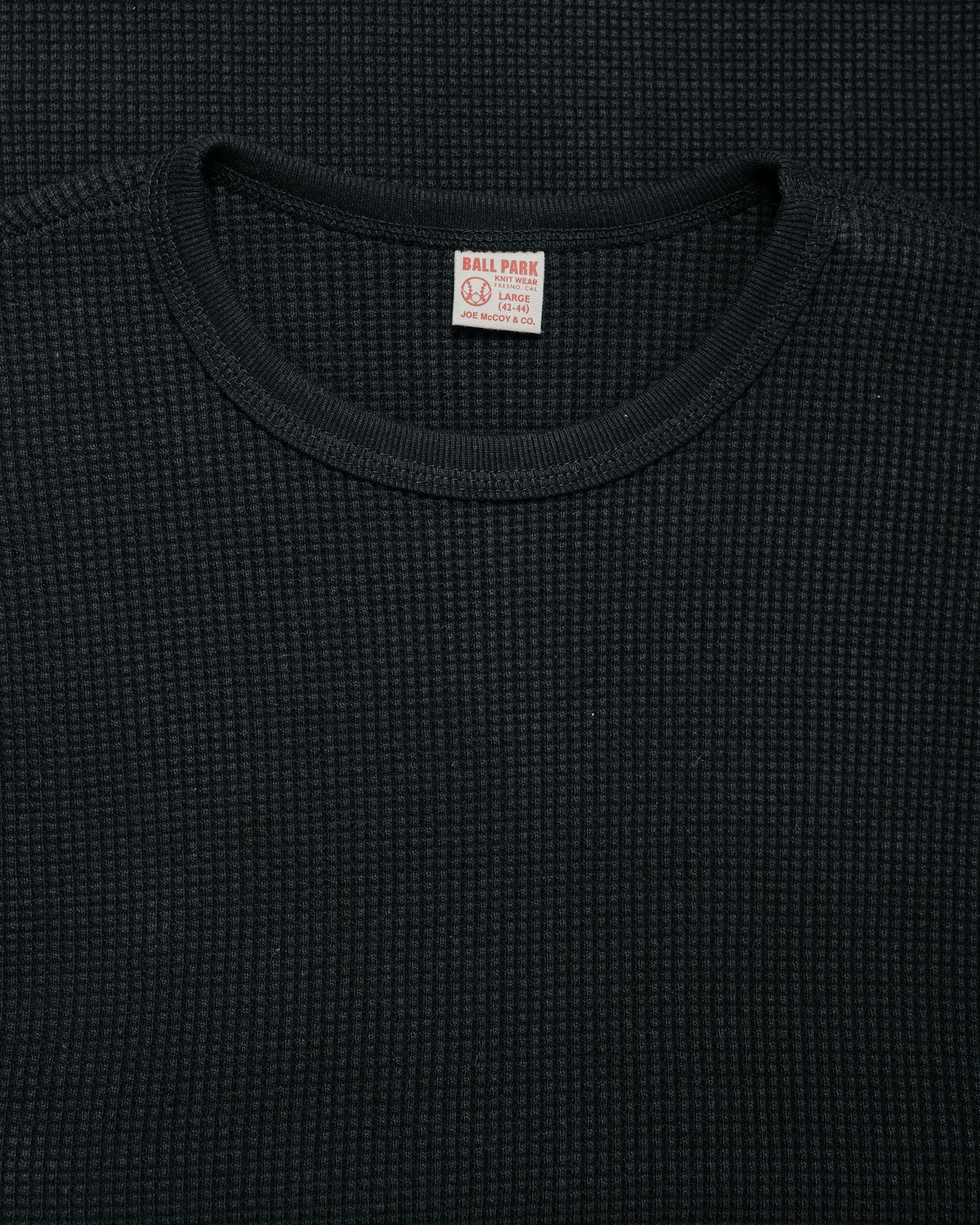 lost & found The Real McCoy's The Real McCoy's MC25103 Ball Park Waffle Thermal Shirt L/S Tee Black