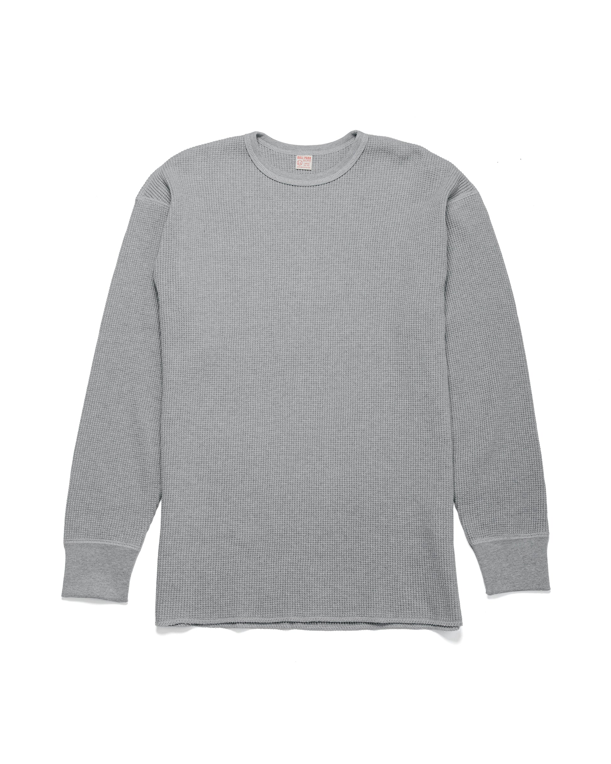 lost & found The Real McCoy's The Real McCoy's MC25103 Ball Park Waffle Thermal Shirt L/S Tee Medium Gray