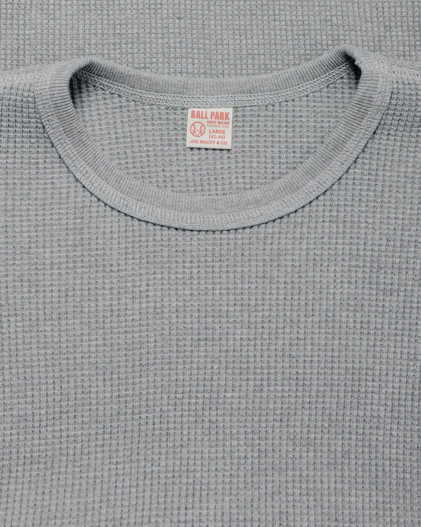lost & found The Real McCoy's The Real McCoy's MC25103 Ball Park Waffle Thermal Shirt L/S Tee Medium Gray