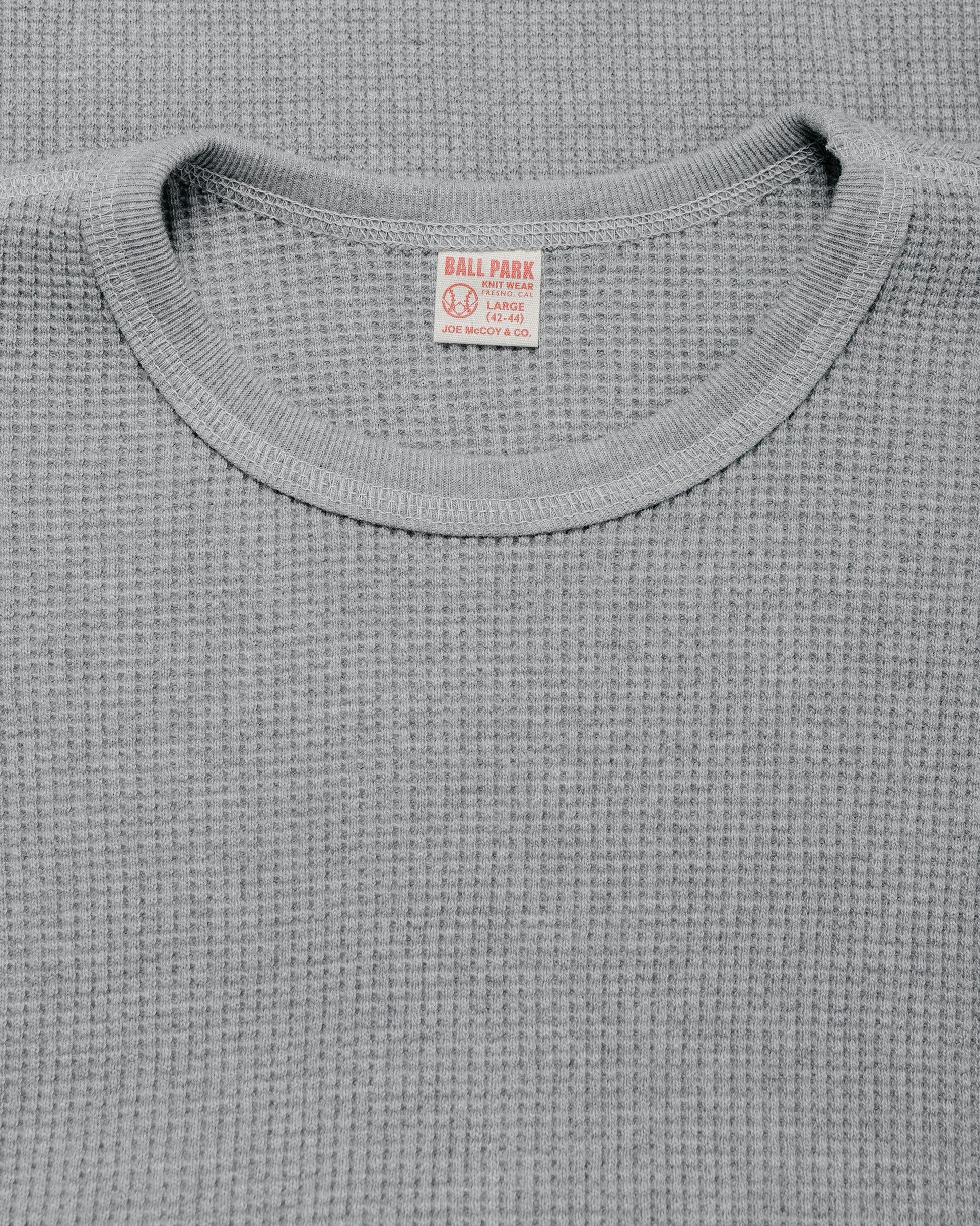 lost & found The Real McCoy's The Real McCoy's MC25103 Ball Park Waffle Thermal Shirt L/S Tee Medium Gray