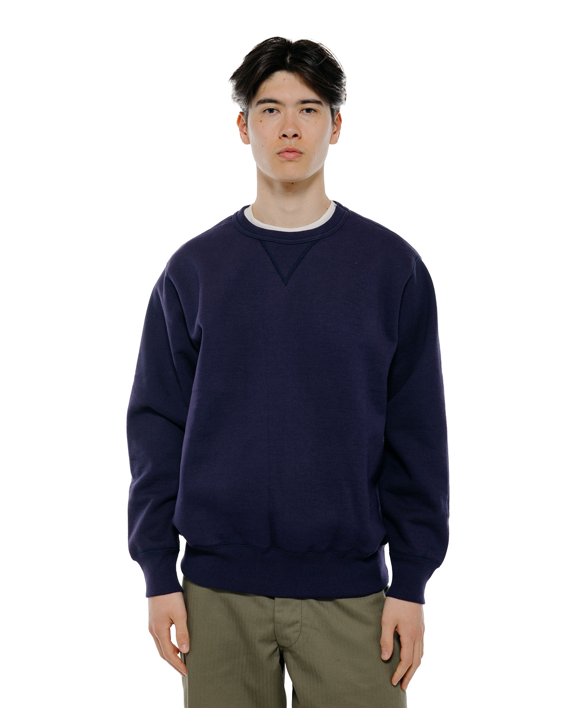 lost & found The Real McCoy's The Real McCoy's MC25104 12oz. Ball Park Crewneck Sweatshirt L. Navy