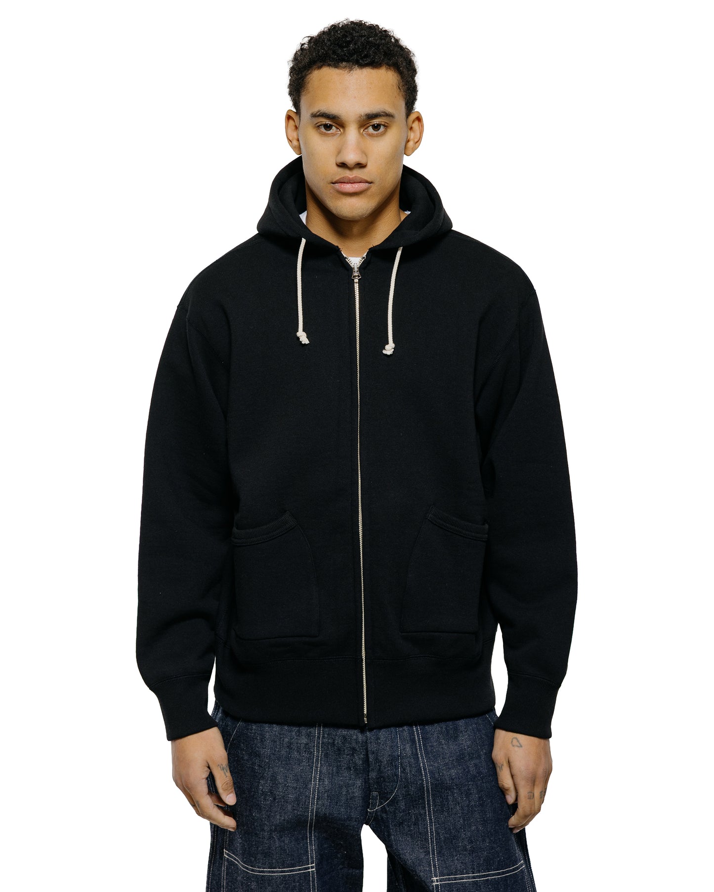 lost & found The Real McCoy's The Real McCoy's MC25106 12 Oz. Ball Park F/Z Hooded Sweatshirt Black