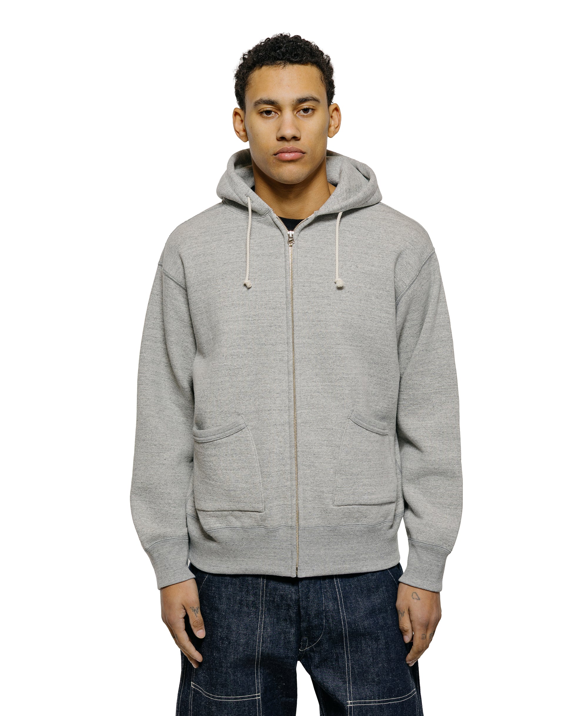 lost & found The Real McCoy's The Real McCoy's MC25106 12 Oz. Ball Park F/Z Hooded Sweatshirt M.Gray
