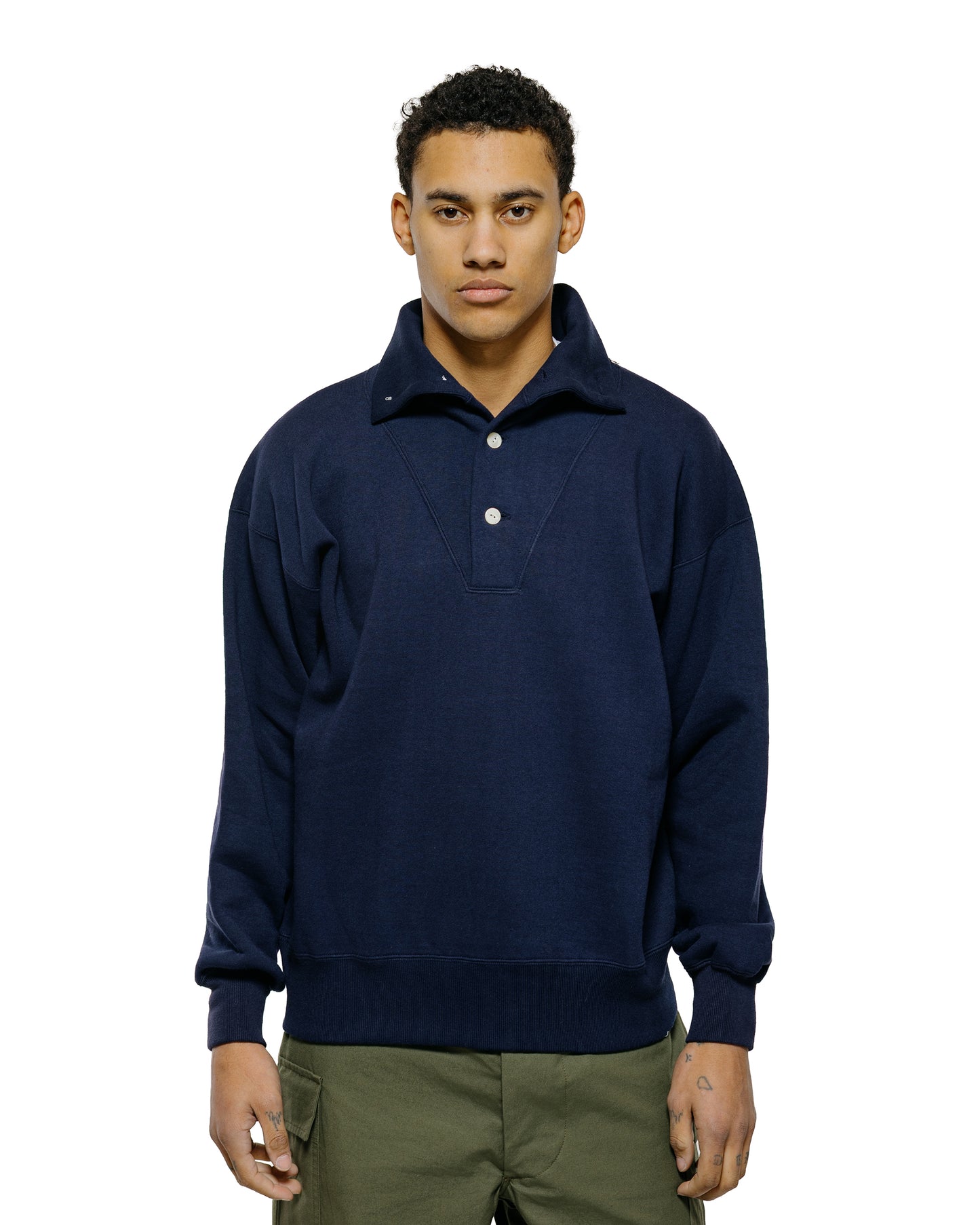 lost & found The Real McCoy's The Real McCoy's MC25110 10 oz. Loopwheel Cruiser Sweatshirt Navy