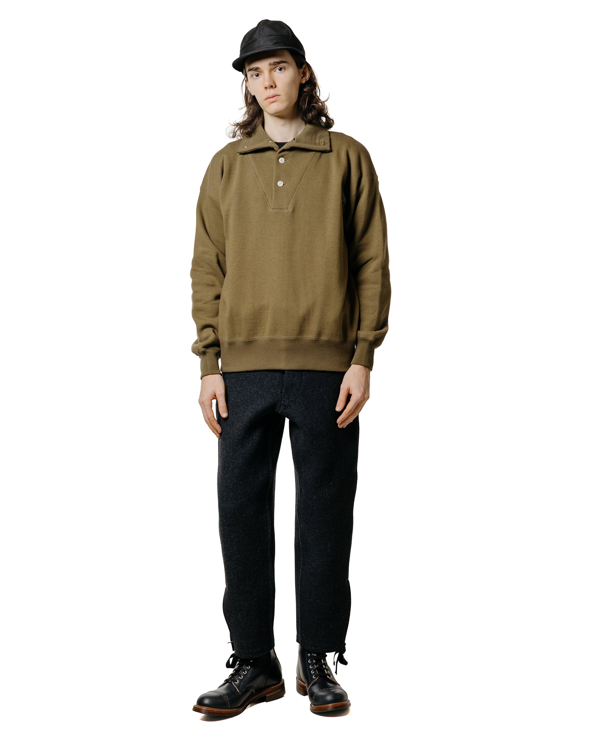 lost & found The Real McCoy's The Real McCoy's MC25110 10 oz. Loopwheel Cruiser Sweatshirt Olive