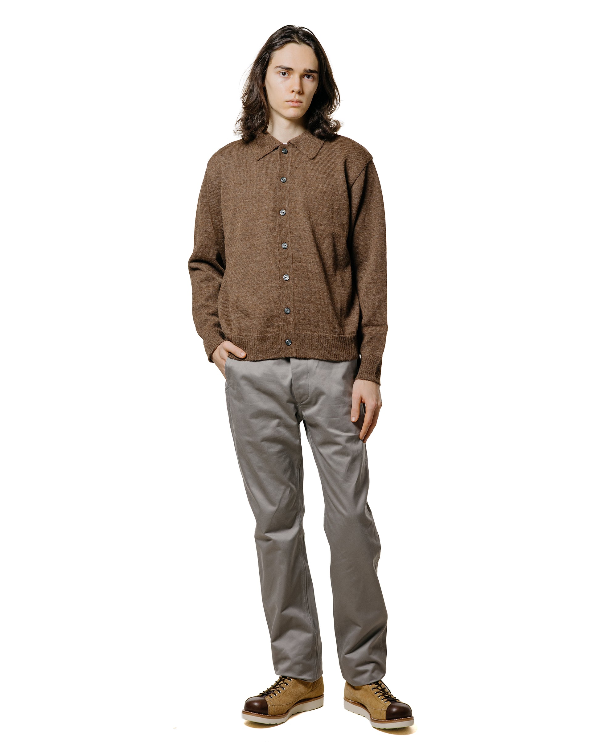 lost & found The Real McCoy's The Real McCoy's MC25111 Alpaca Collar Knit Cardigan Brown