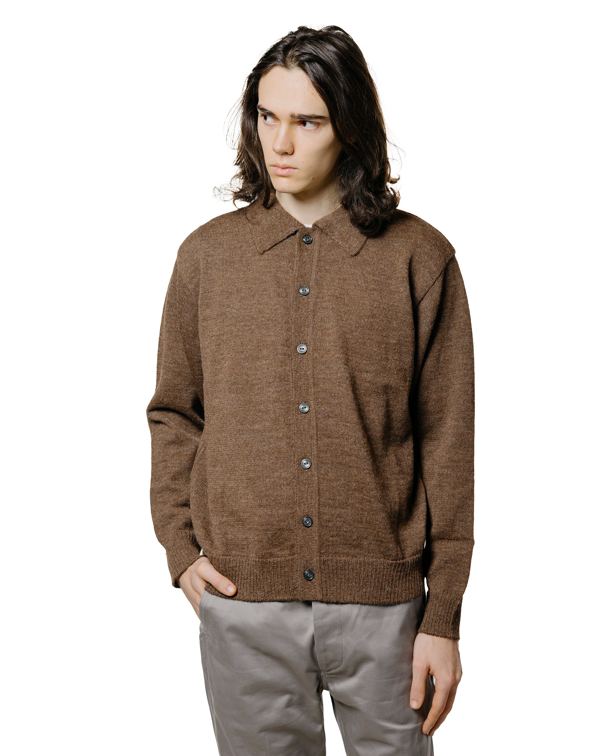 lost & found The Real McCoy's The Real McCoy's MC25111 Alpaca Collar Knit Cardigan Brown