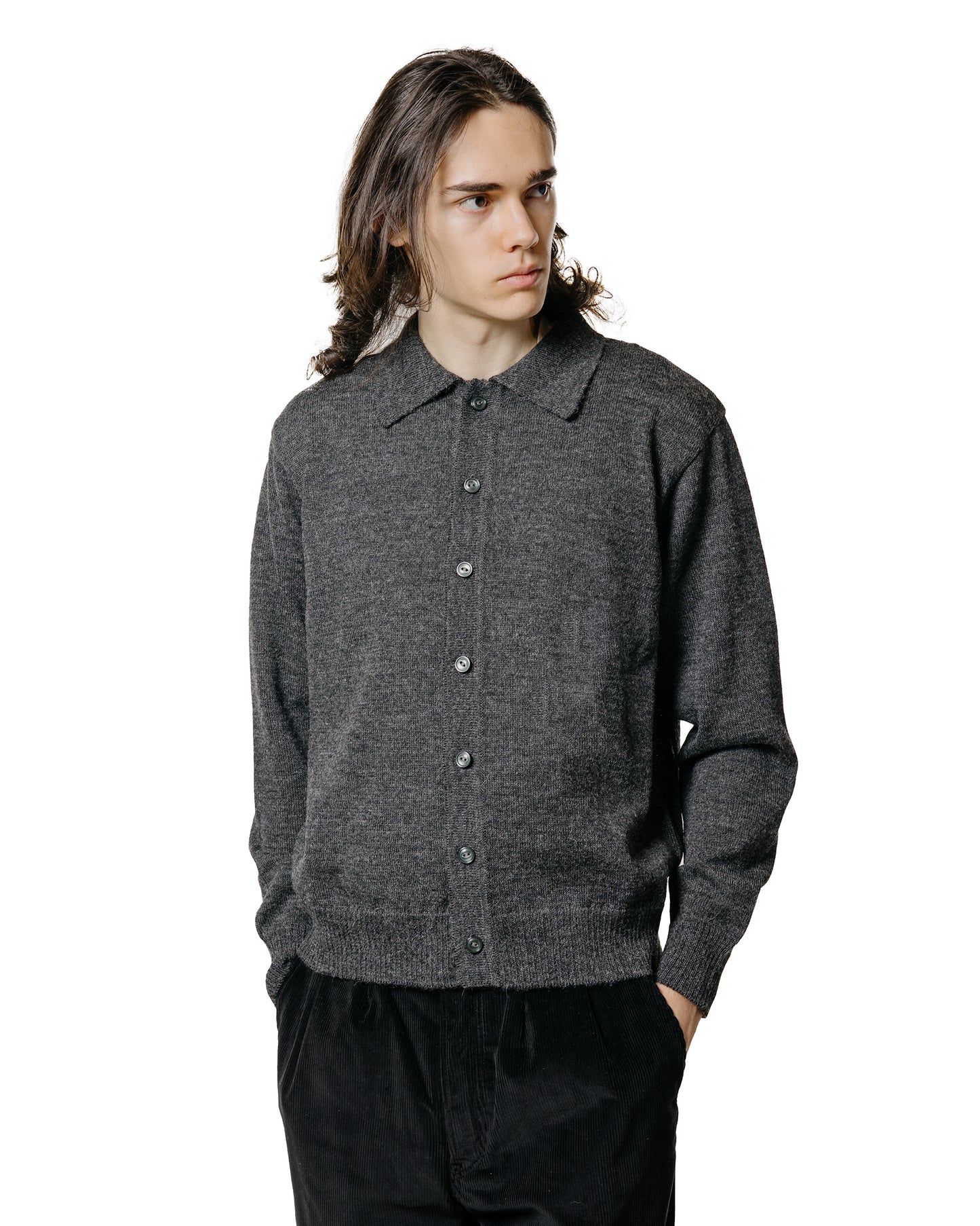 lost & found The Real McCoy's The Real McCoy's MC25111 Alpaca Collar Knit Cardigan Charcoal