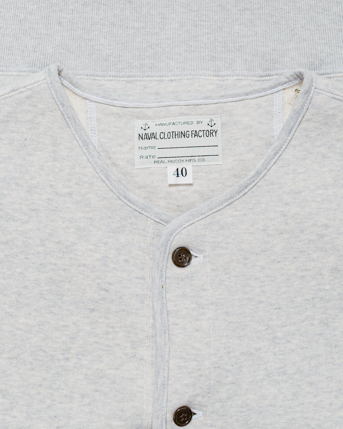 lost & found The Real McCoy's The Real McCoy's MC25112 U.S.N. Cotton Cardigan Snow Grey