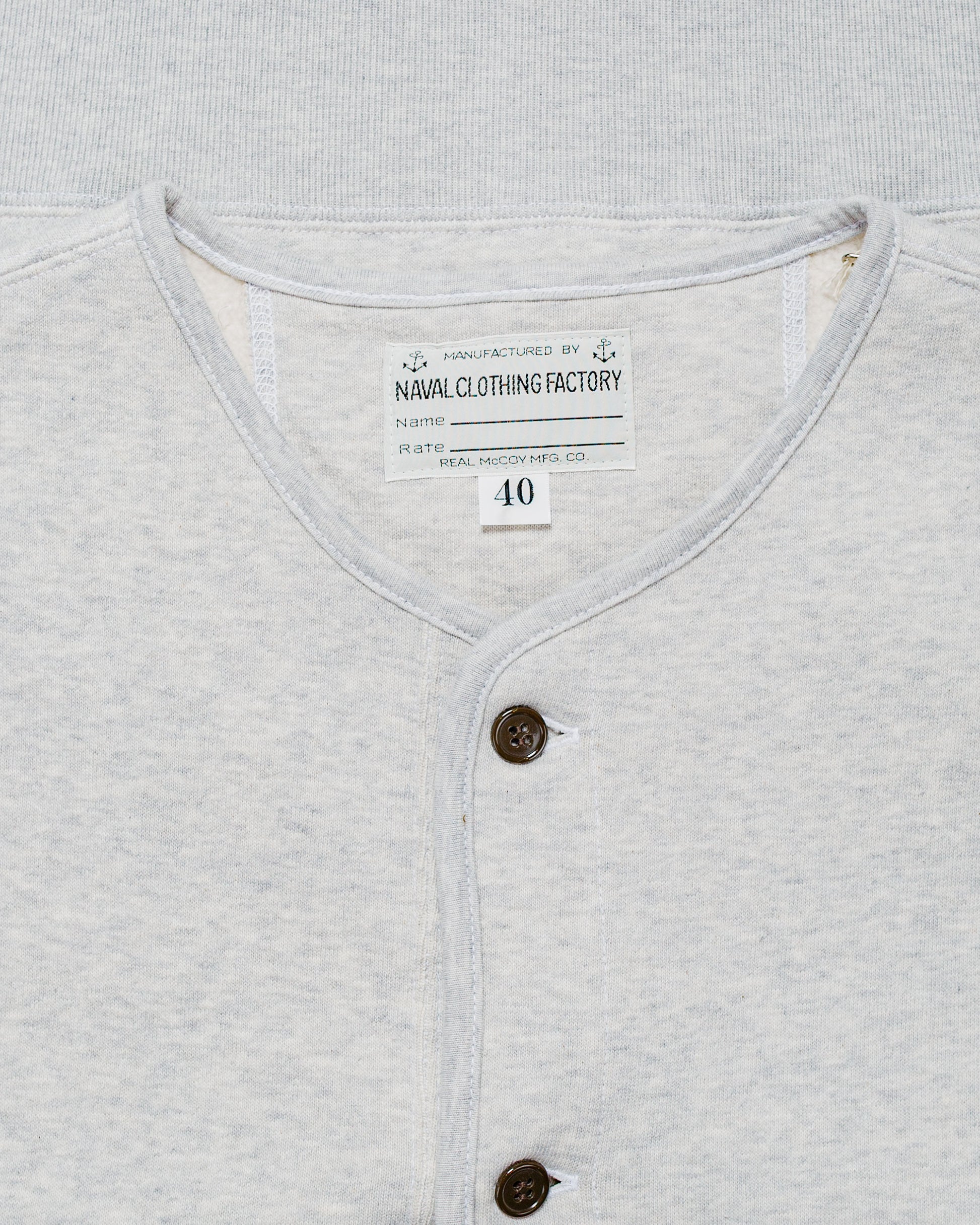 lost & found The Real McCoy's The Real McCoy's MC25112 U.S.N. Cotton Cardigan Snow Grey