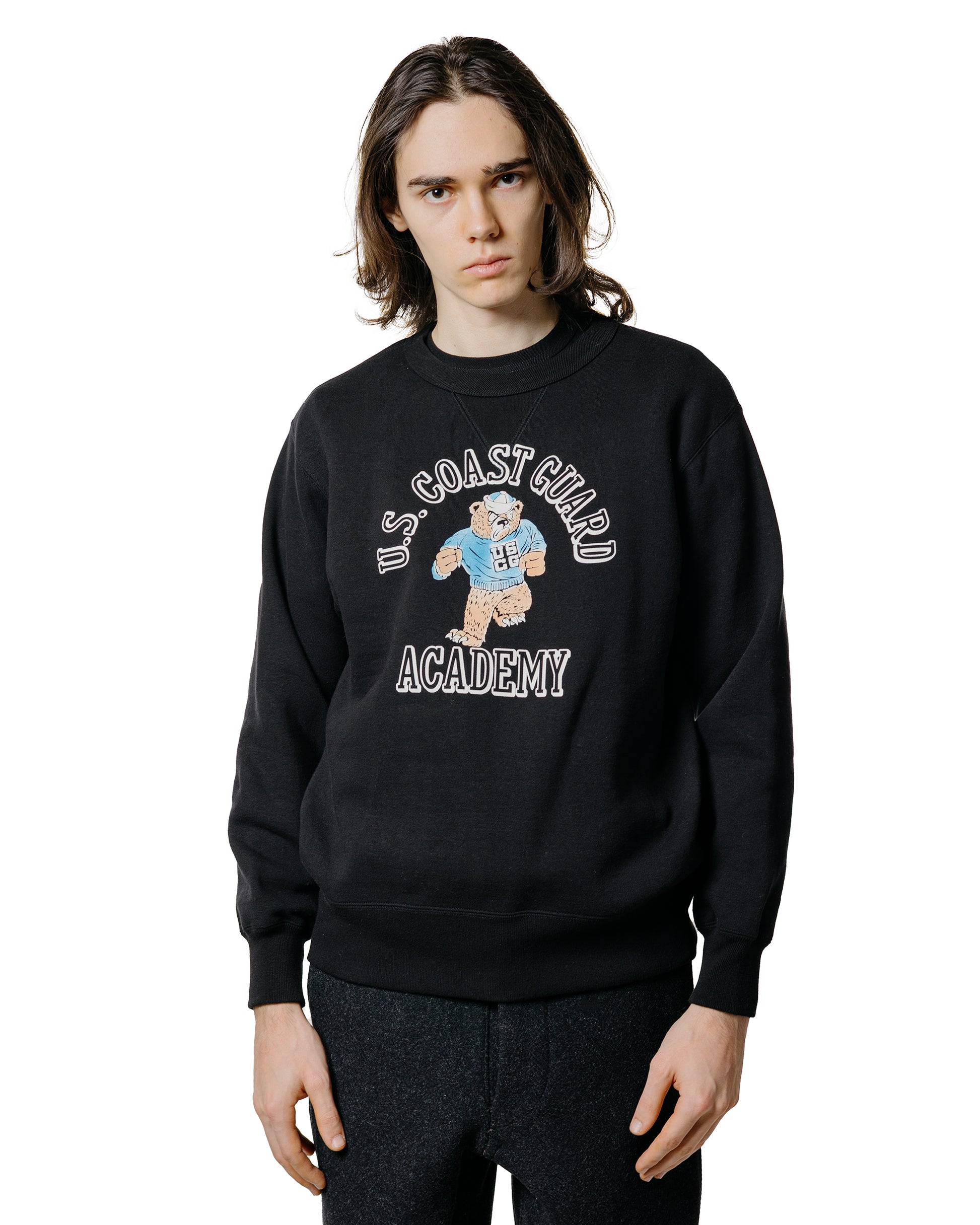 lost & found The Real McCoy's The Real McCoy's MC25118 Military Print Sweatshirt / U.S. Coastguard Academy Black