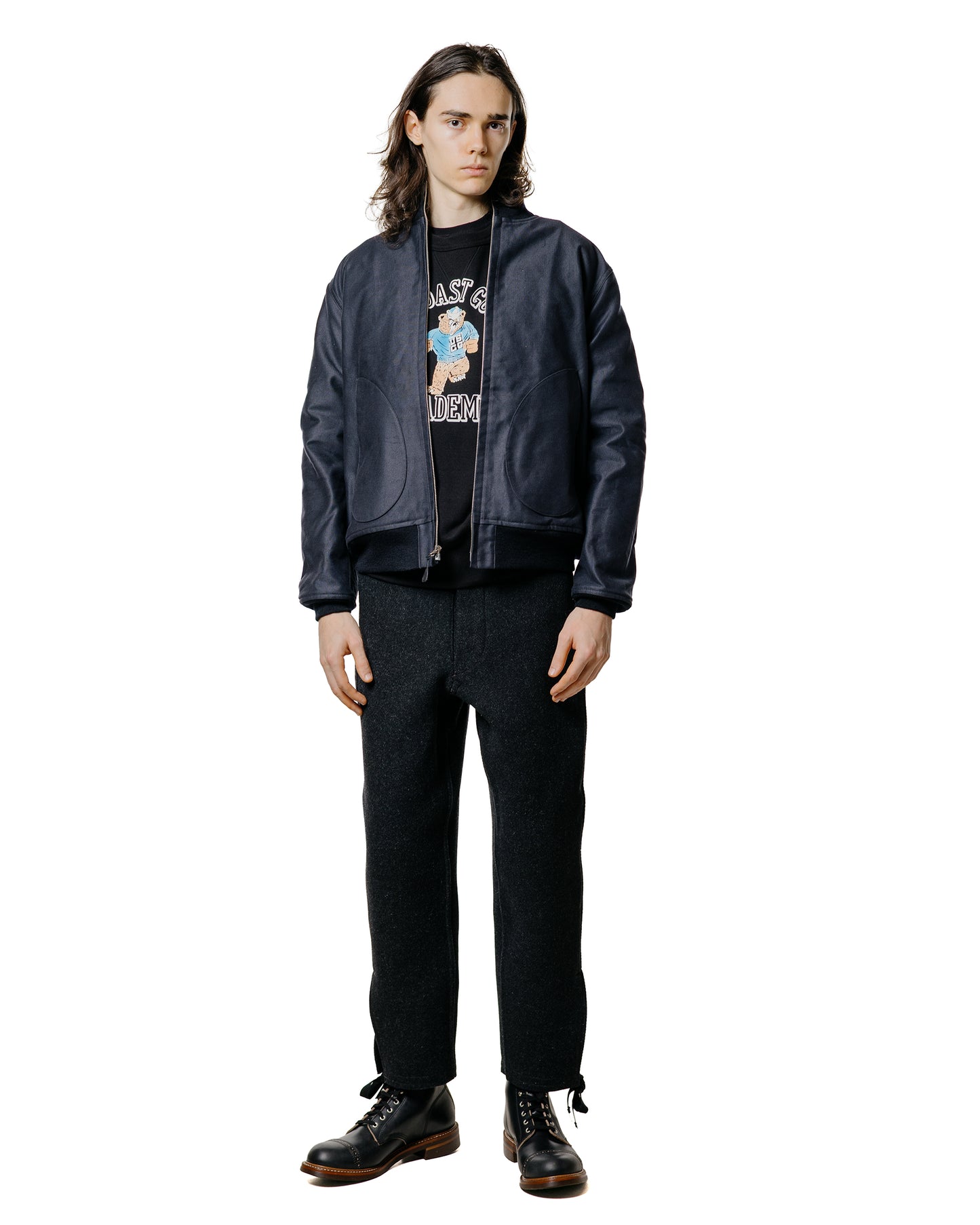 lost & found The Real McCoy's The Real McCoy's MC25118 Military Print Sweatshirt / U.S. Coastguard Academy Black