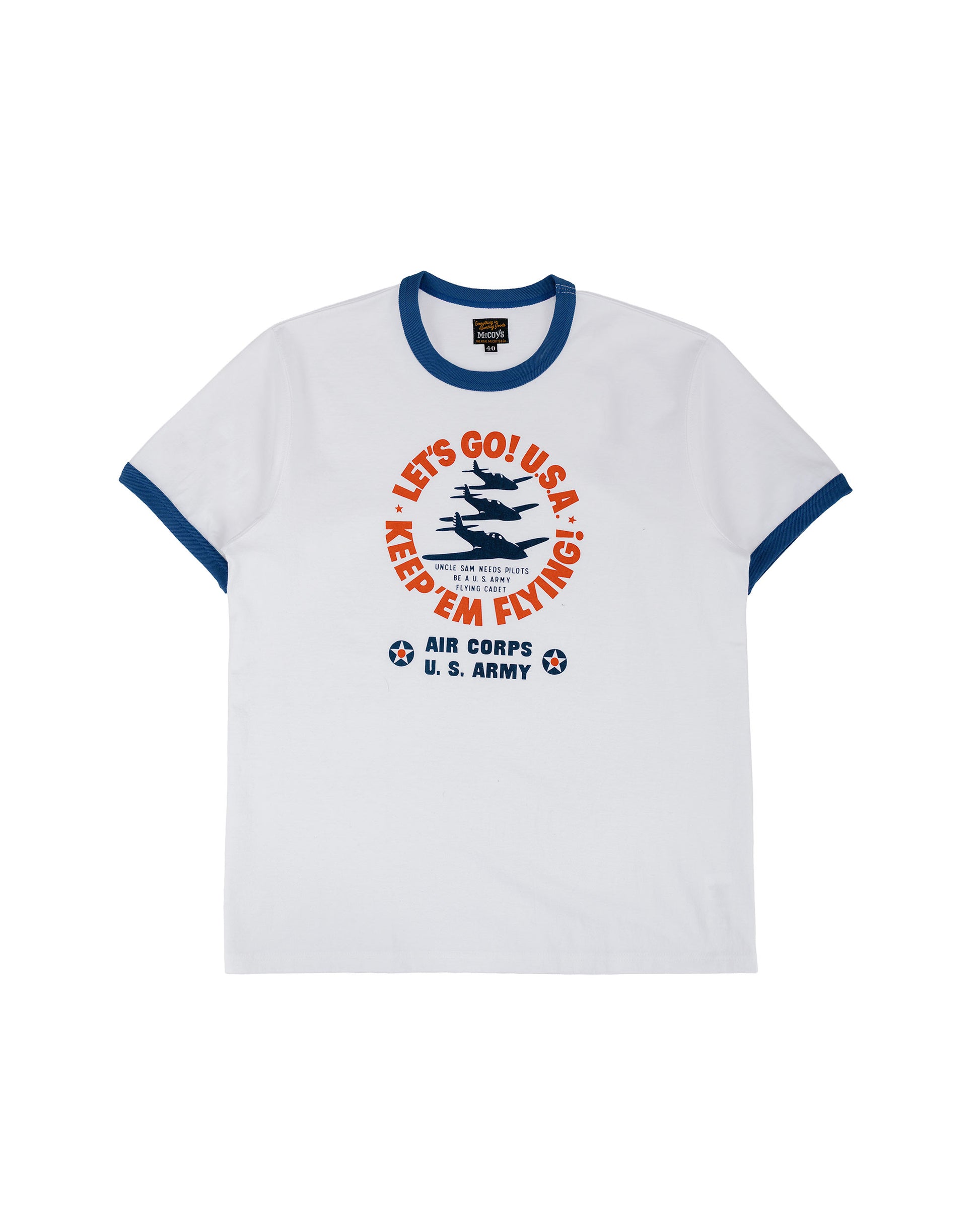 lost & found The Real McCoy's The Real McCoy's MC26012 Military Tee / Keep Em' Flying White/Blue