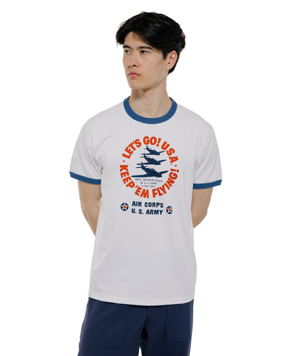 lost & found The Real McCoy's The Real McCoy's MC26012 Military Tee / Keep Em' Flying White/Blue