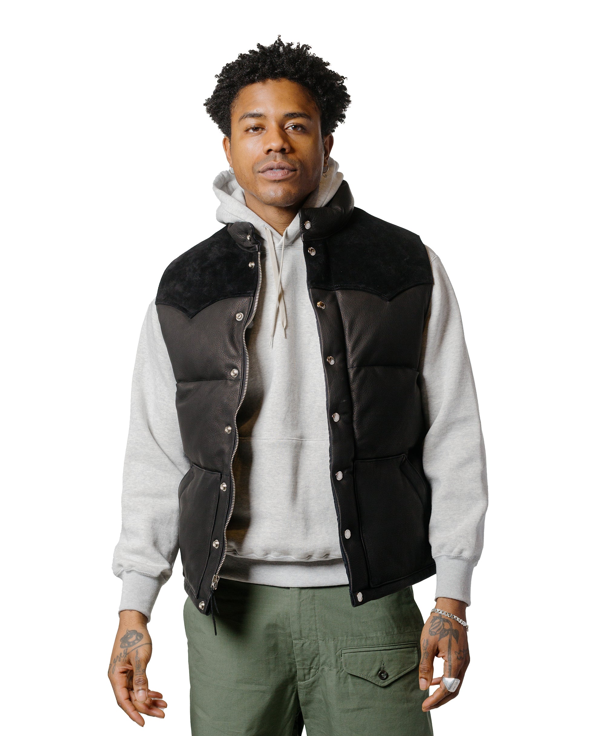 lost & found The Real McCoy's The Real McCoy's MJ22119 Deerskin Down Vest Black