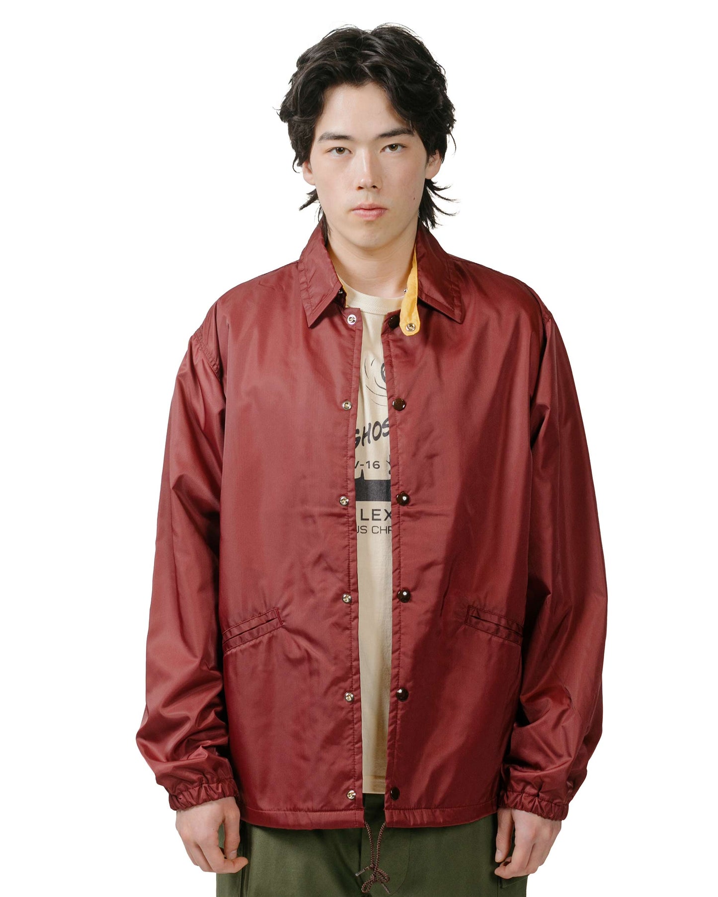 lost & found The Real McCoy's The Real McCoy's MJ24010 Nylon Cotton Lined Coach Jacket Burgundy