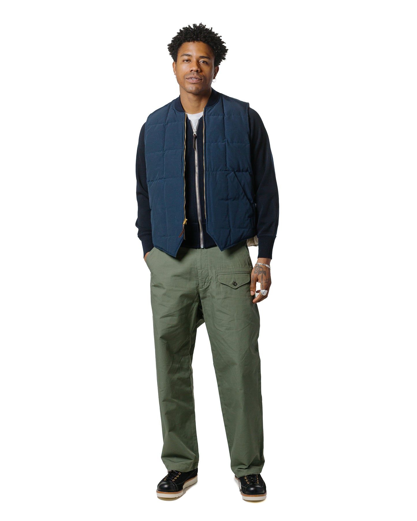 lost & found The Real McCoy's The Real McCoy's MJ24110 Cotton/Nylon Down Vest Navy