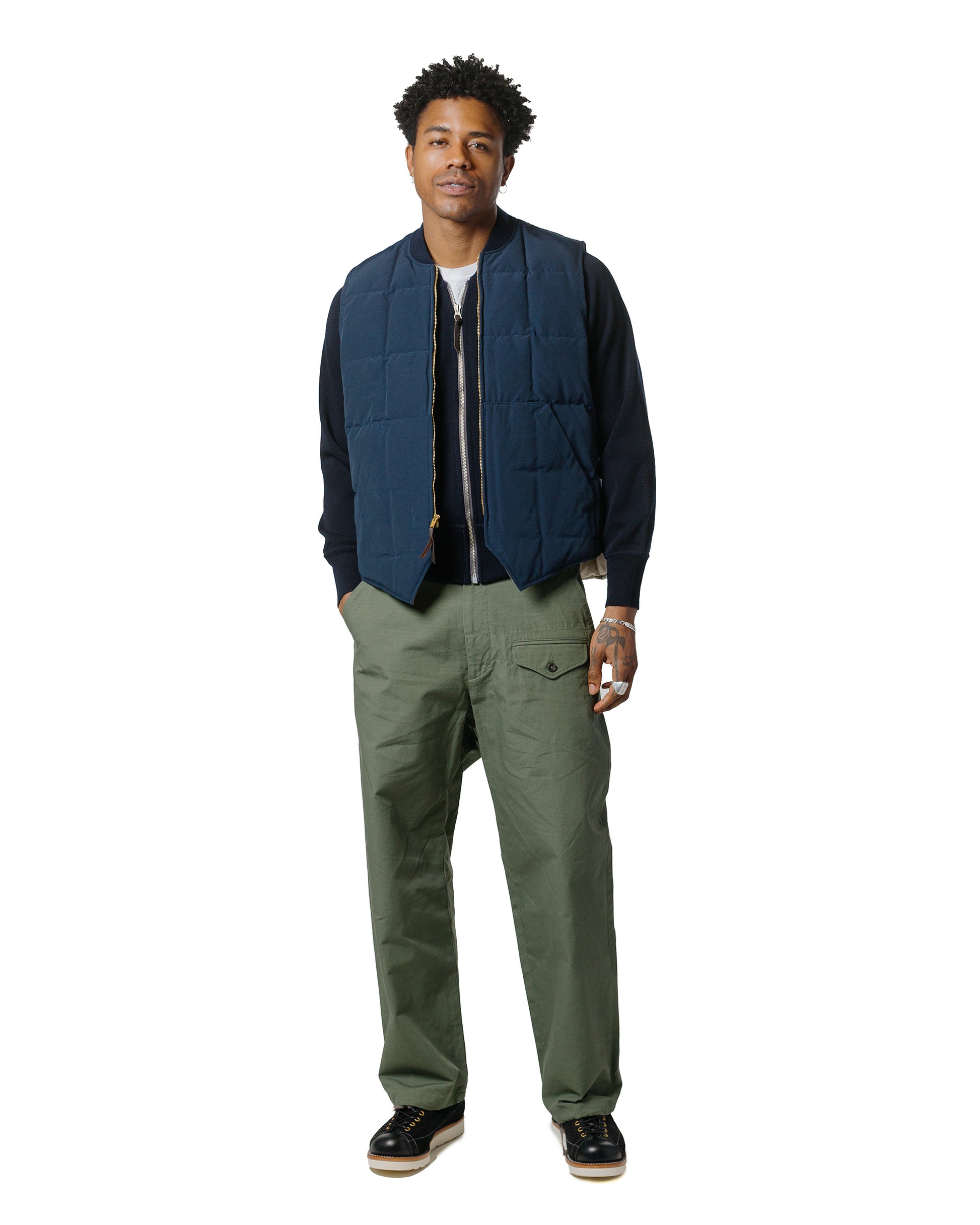 lost & found The Real McCoy's The Real McCoy's MJ24110 Cotton/Nylon Down Vest Navy