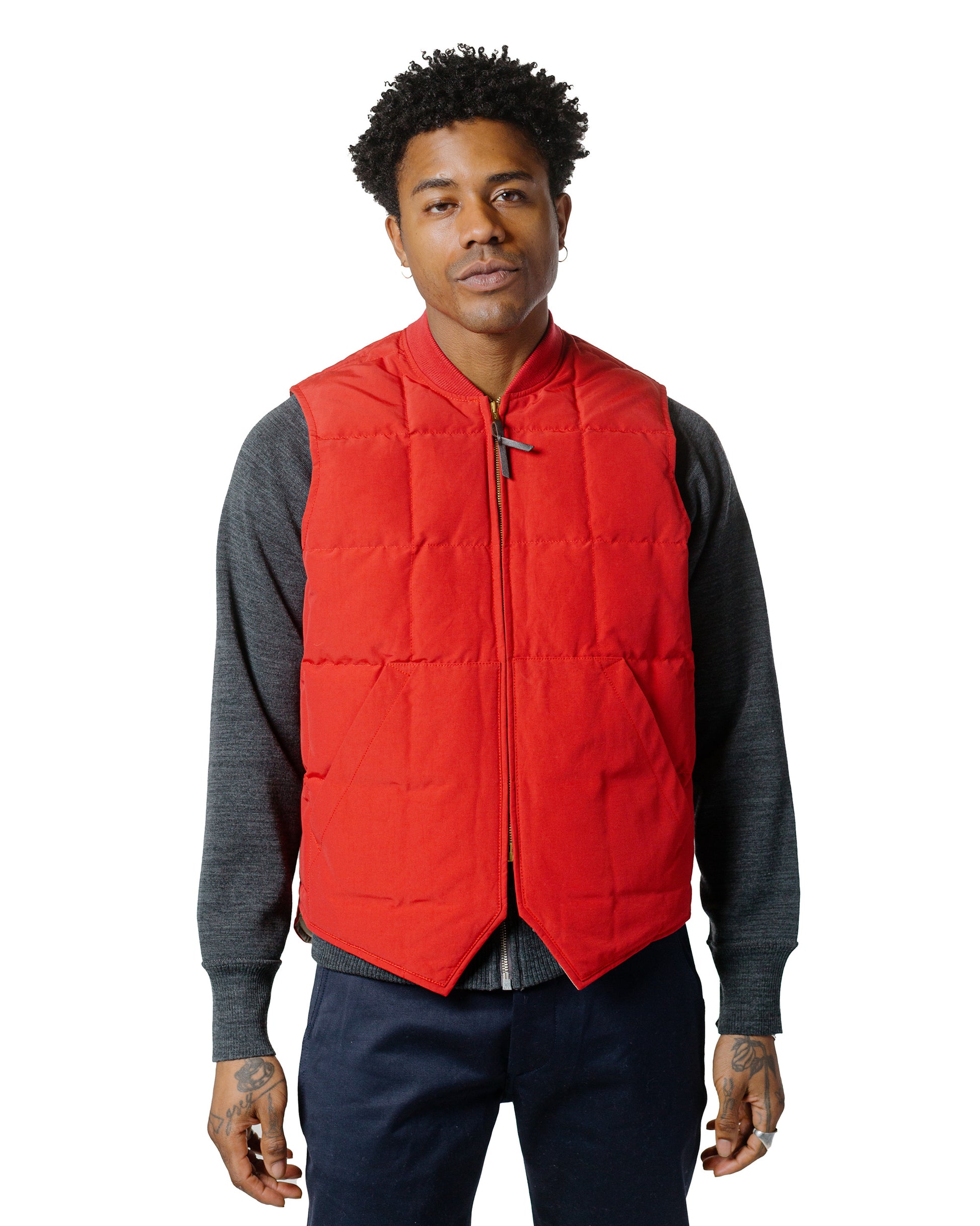 lost & found The Real McCoy's The Real McCoy's MJ24110 Cotton/Nylon Down Vest Red