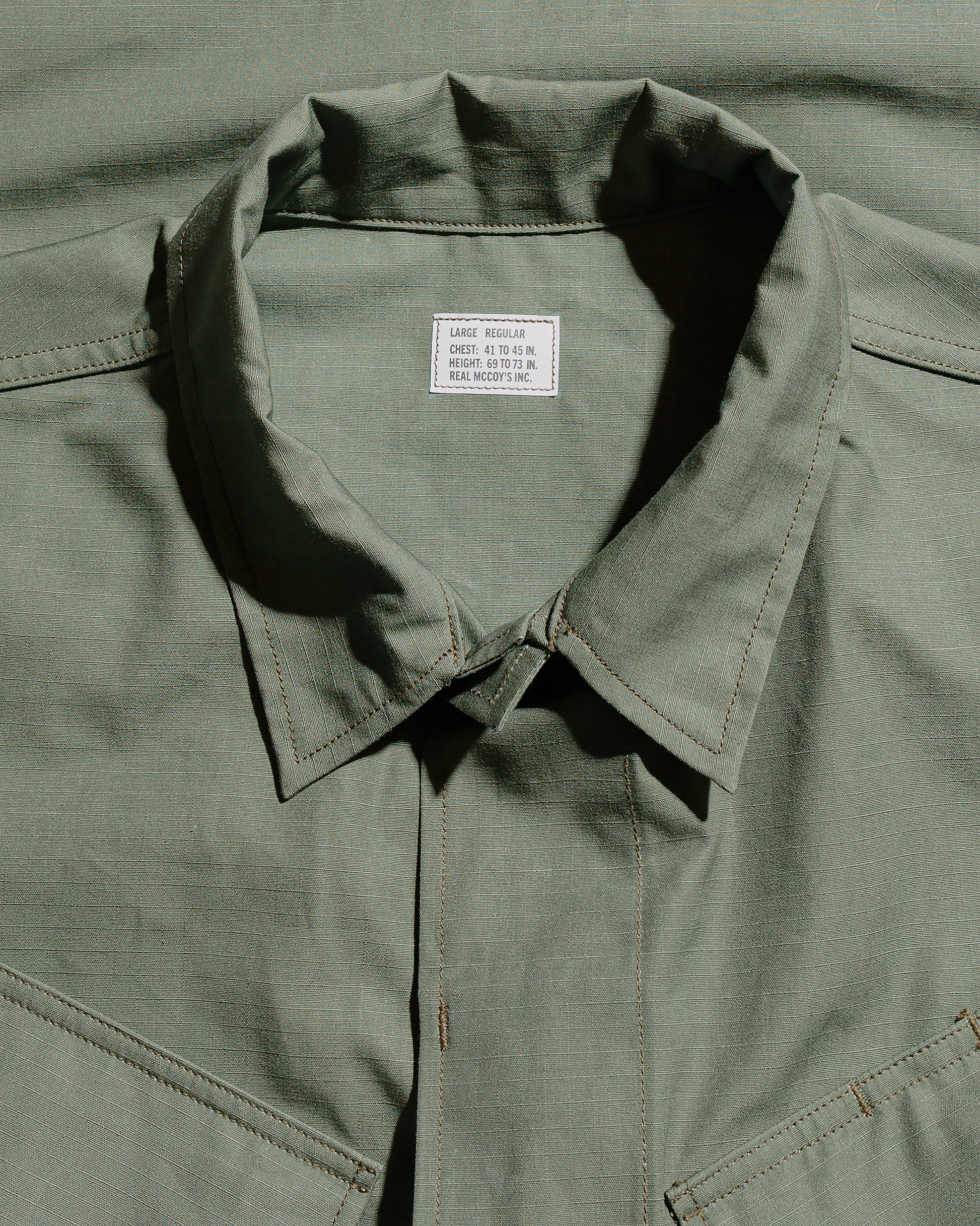 lost & found The Real McCoy's The Real McCoy's MJ25004 Coat, Man's, Cotton Rip-Stop Poplin Olive