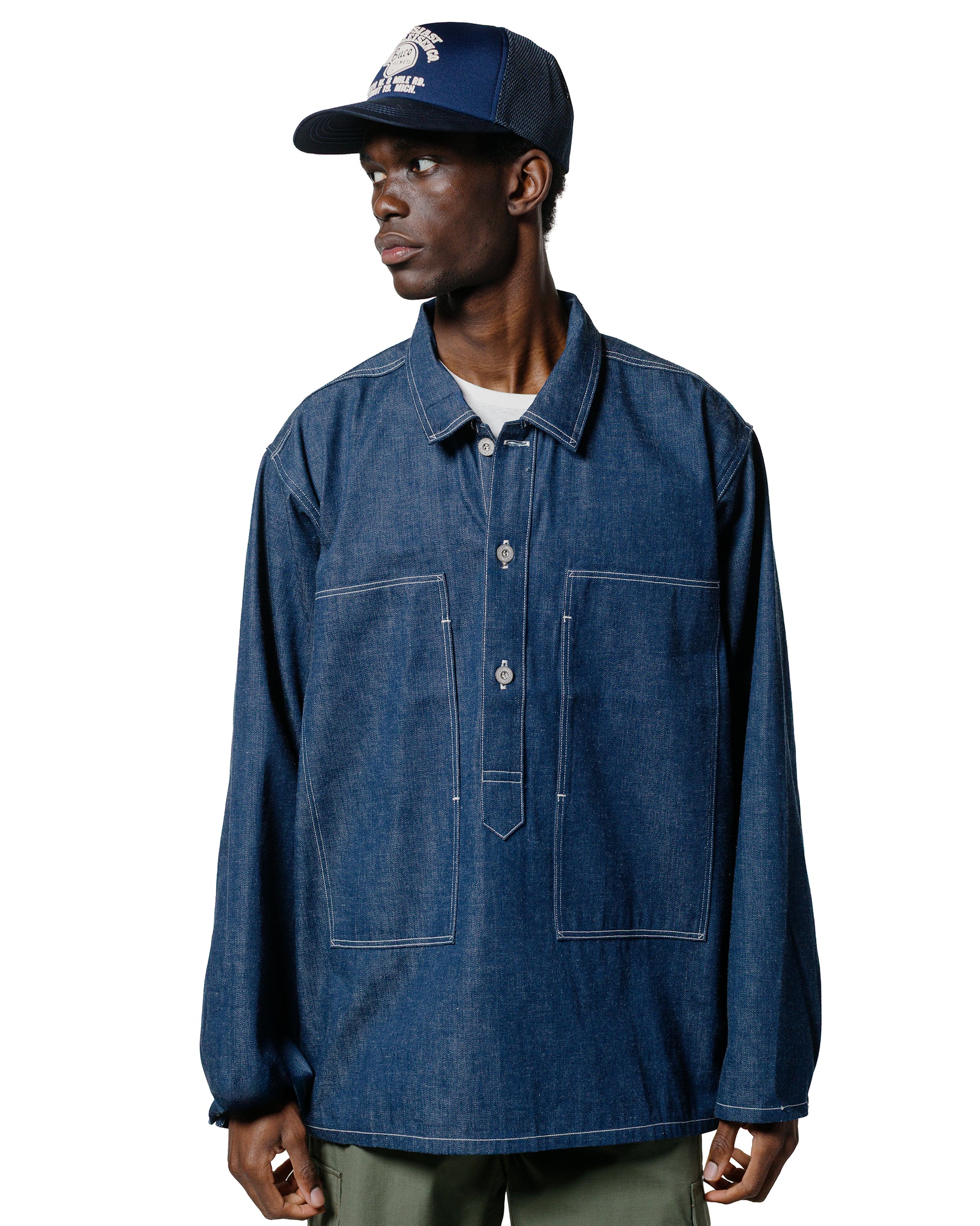lost & found The Real McCoy's The Real McCoy's MJ25005 Jumper, Working, Denim, Blue Indigo