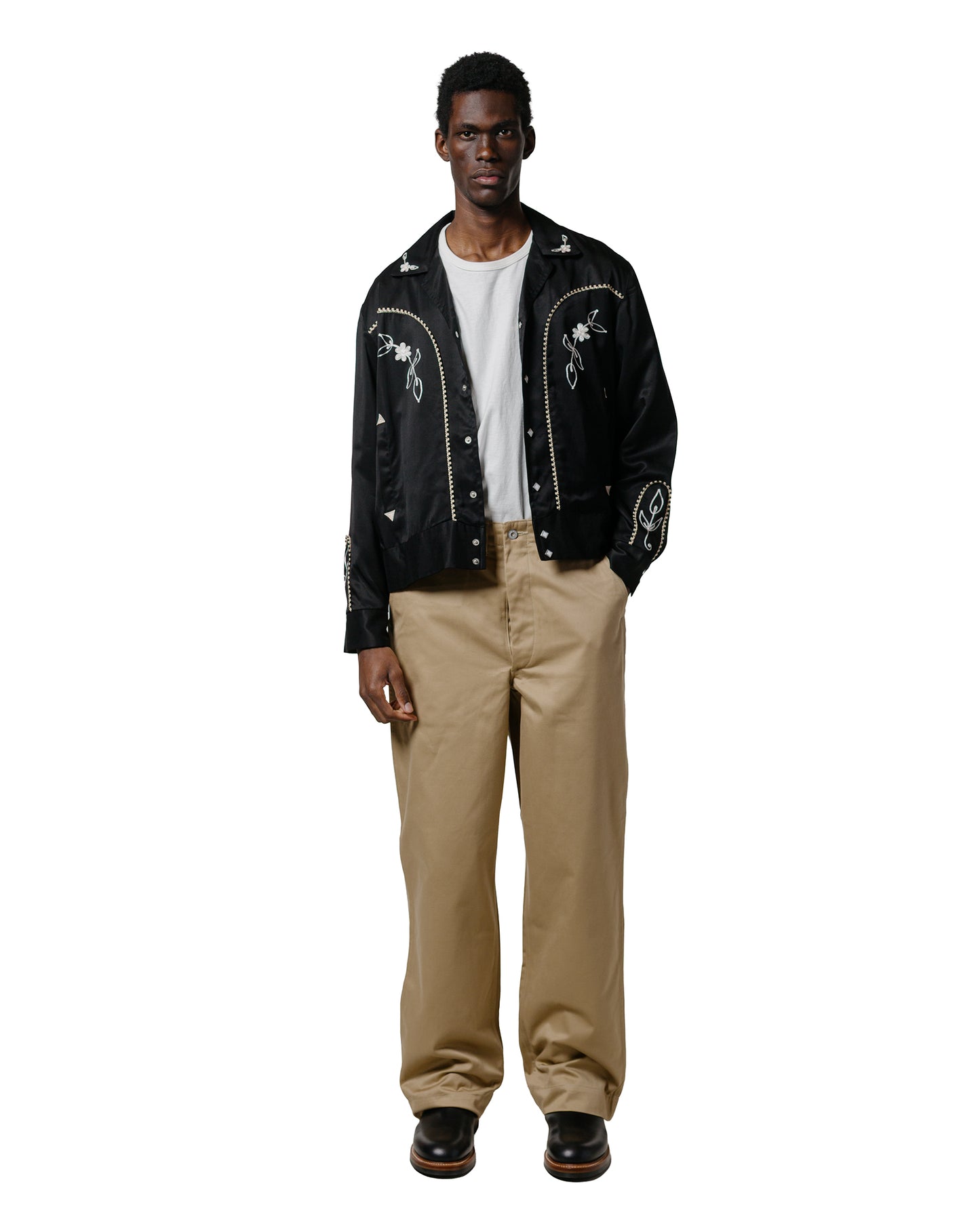 lost & found The Real McCoy's The Real McCoy's MJ25009 Embroidered Rayon Western Jacket Black