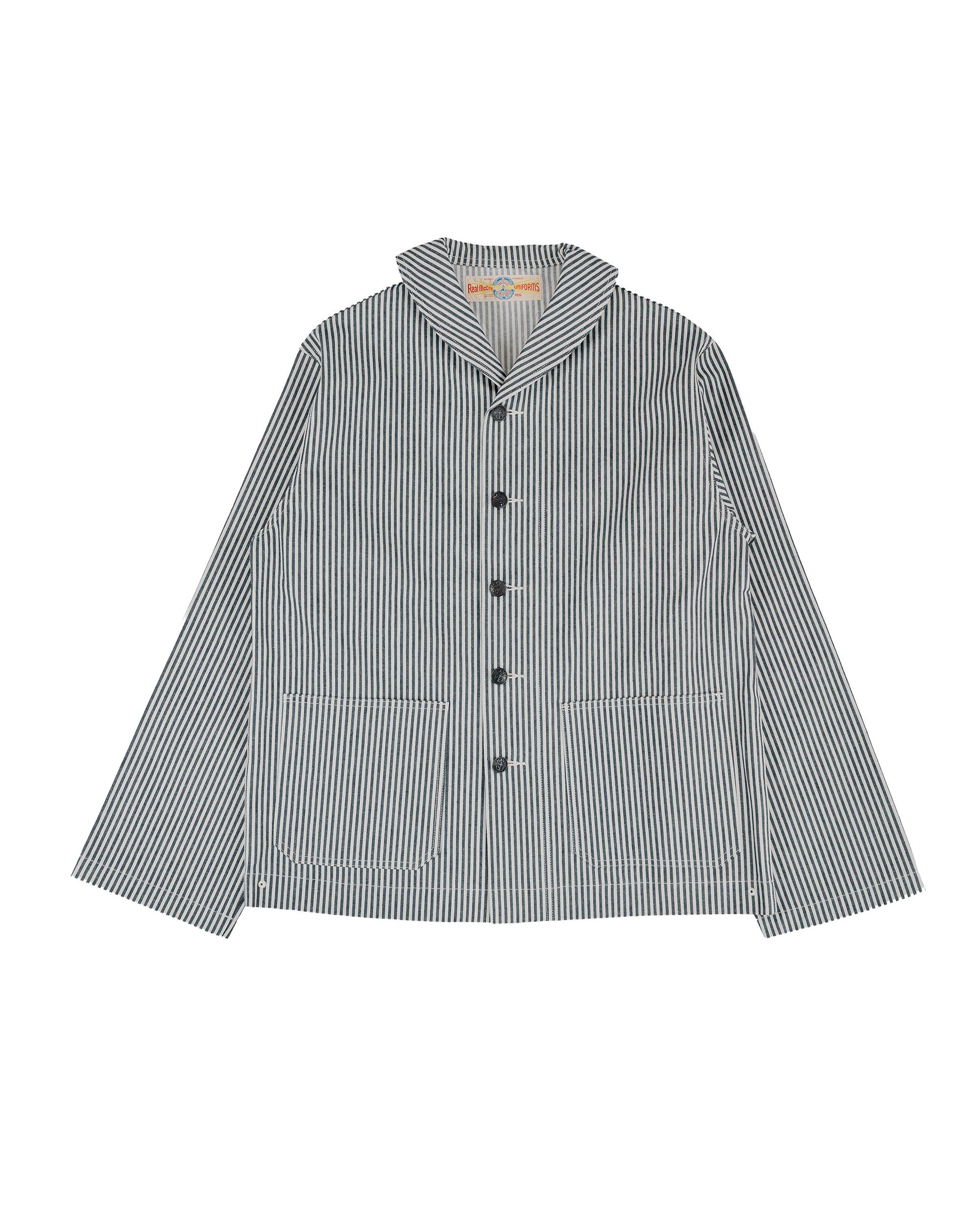 lost & found The Real McCoy's The Real McCoy's MJ26004 U.S. Navy Striped Dungaree Jumper White/Navy