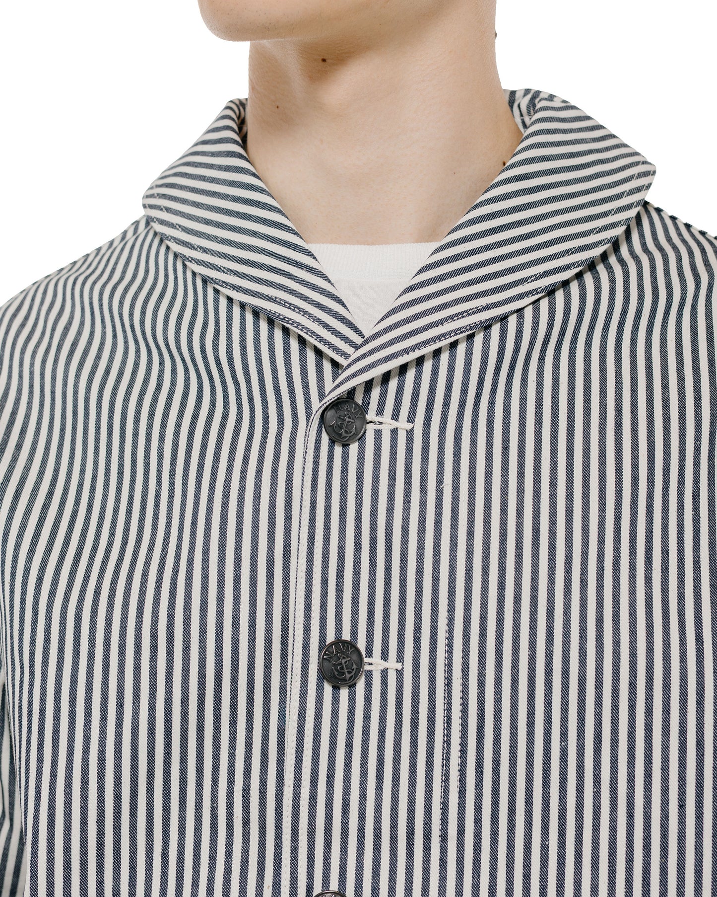 lost & found The Real McCoy's The Real McCoy's MJ26004 U.S. Navy Striped Dungaree Jumper White/Navy