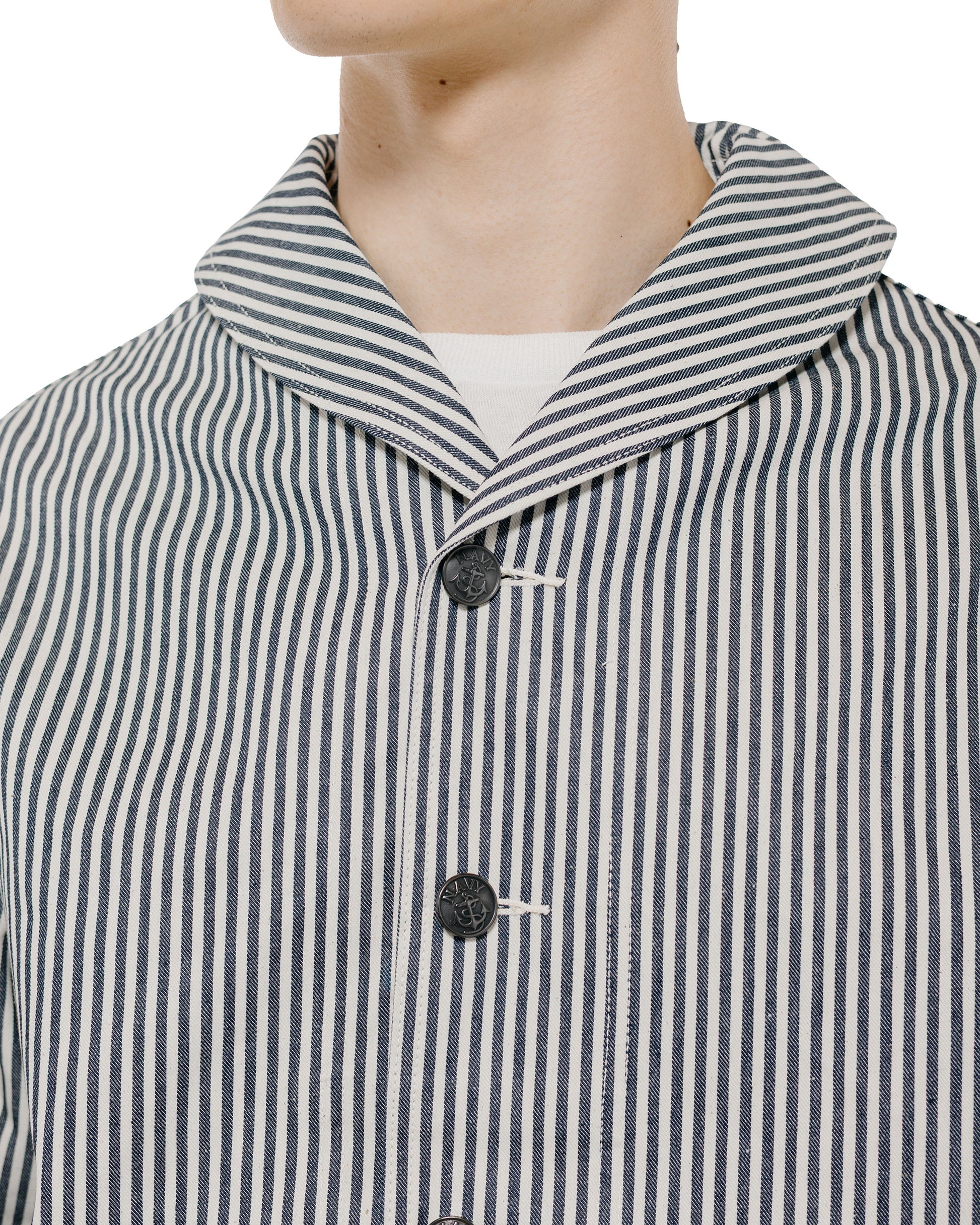 lost & found The Real McCoy's The Real McCoy's MJ26004 U.S. Navy Striped Dungaree Jumper White/Navy