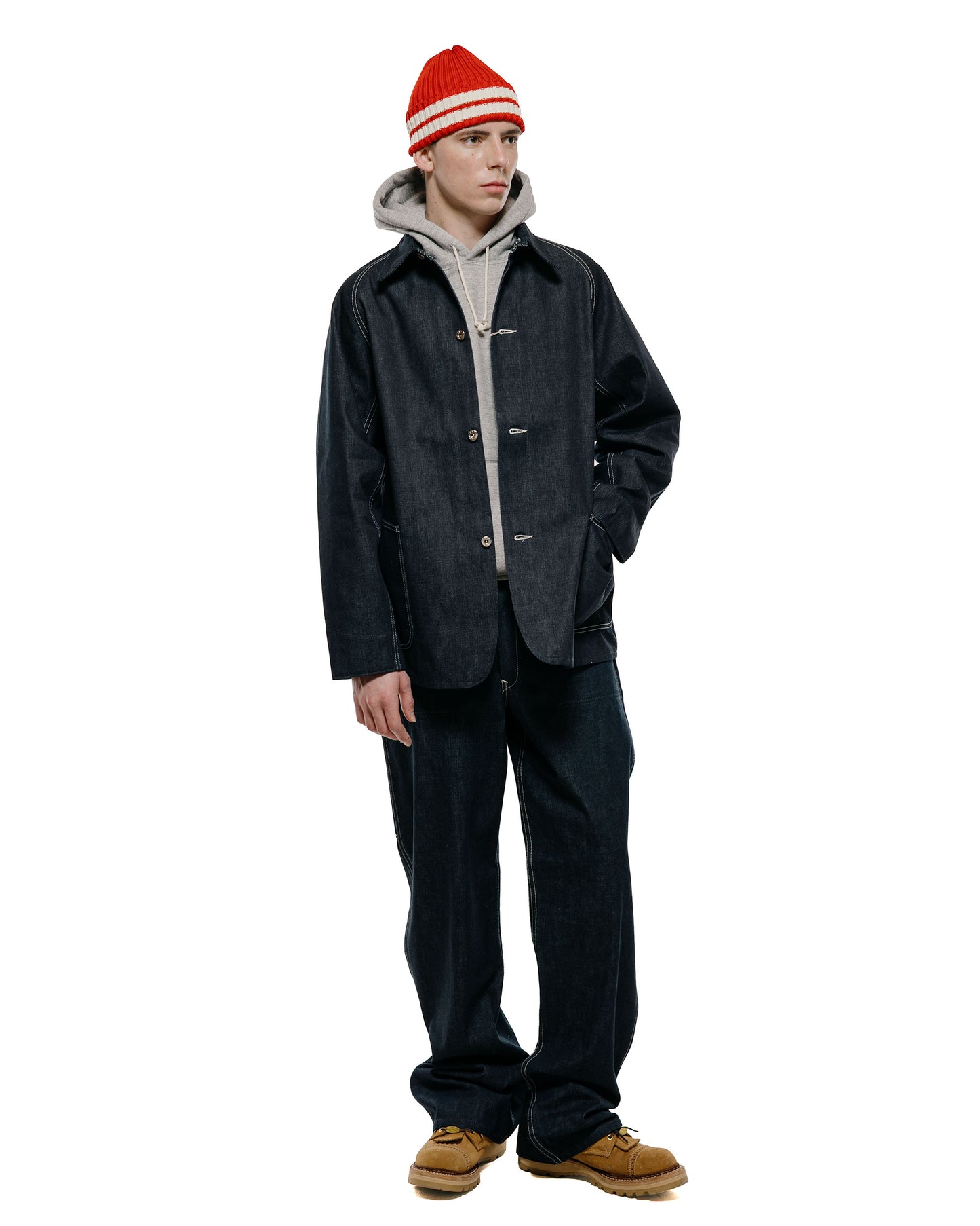 lost & found The Real McCoy's The Real McCoy's MJ26008 WWII Raglan Sleeve Denim Chore Coat Indigo