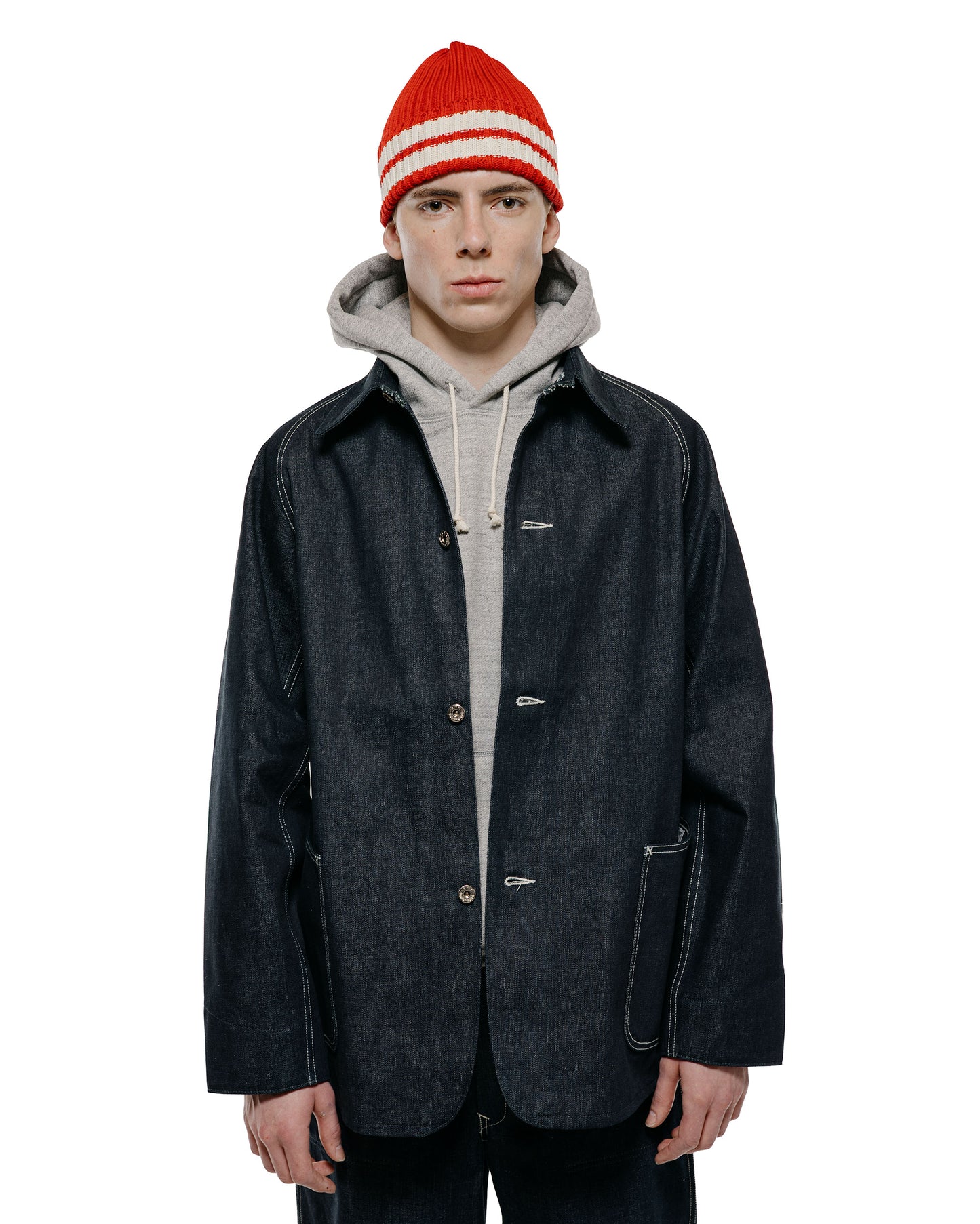 lost & found The Real McCoy's The Real McCoy's MJ26008 WWII Raglan Sleeve Denim Chore Coat Indigo