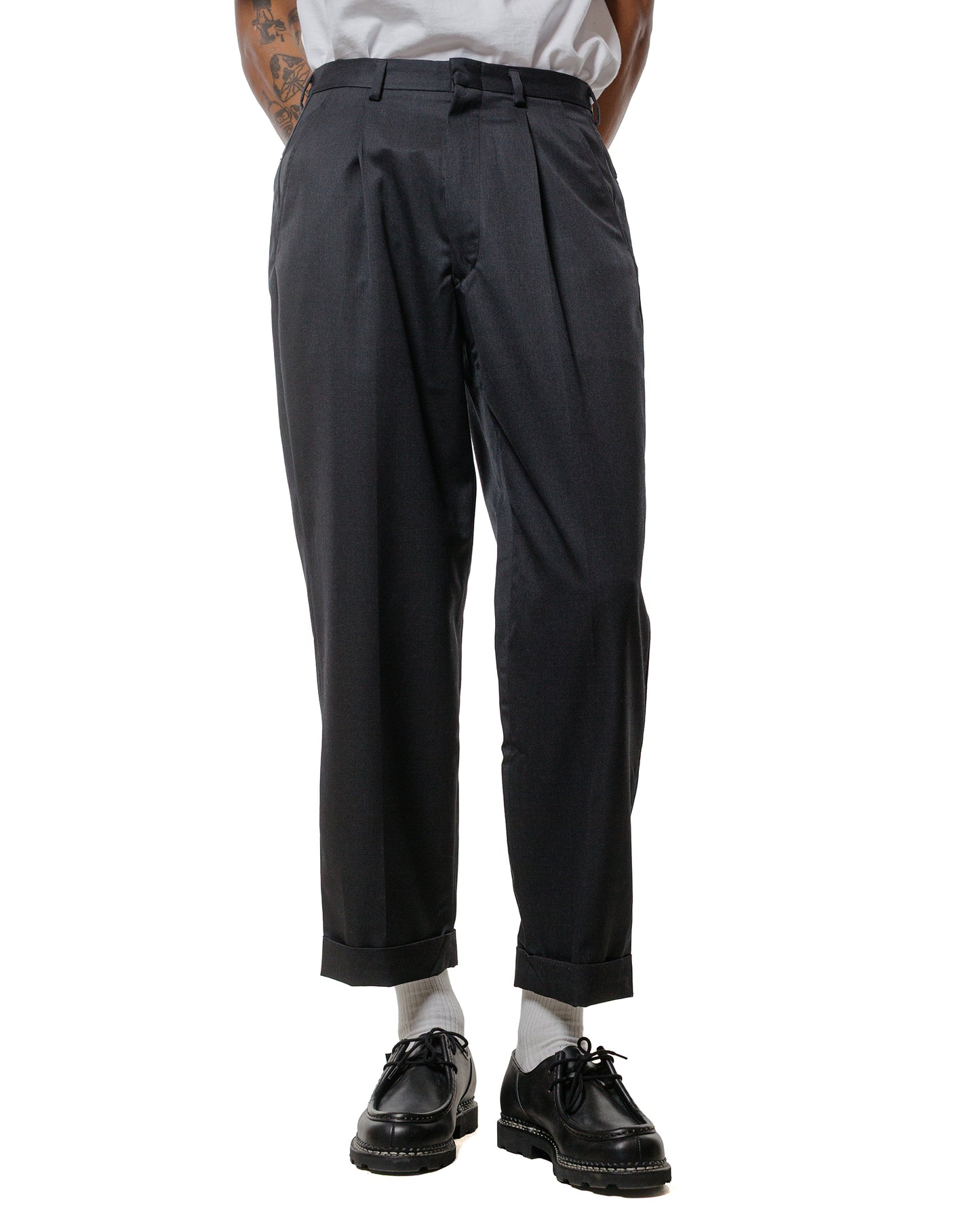 lost & found The Real McCoy's The Real McCoy's MP25101 Single-Pleat Wool Trousers Charcoal