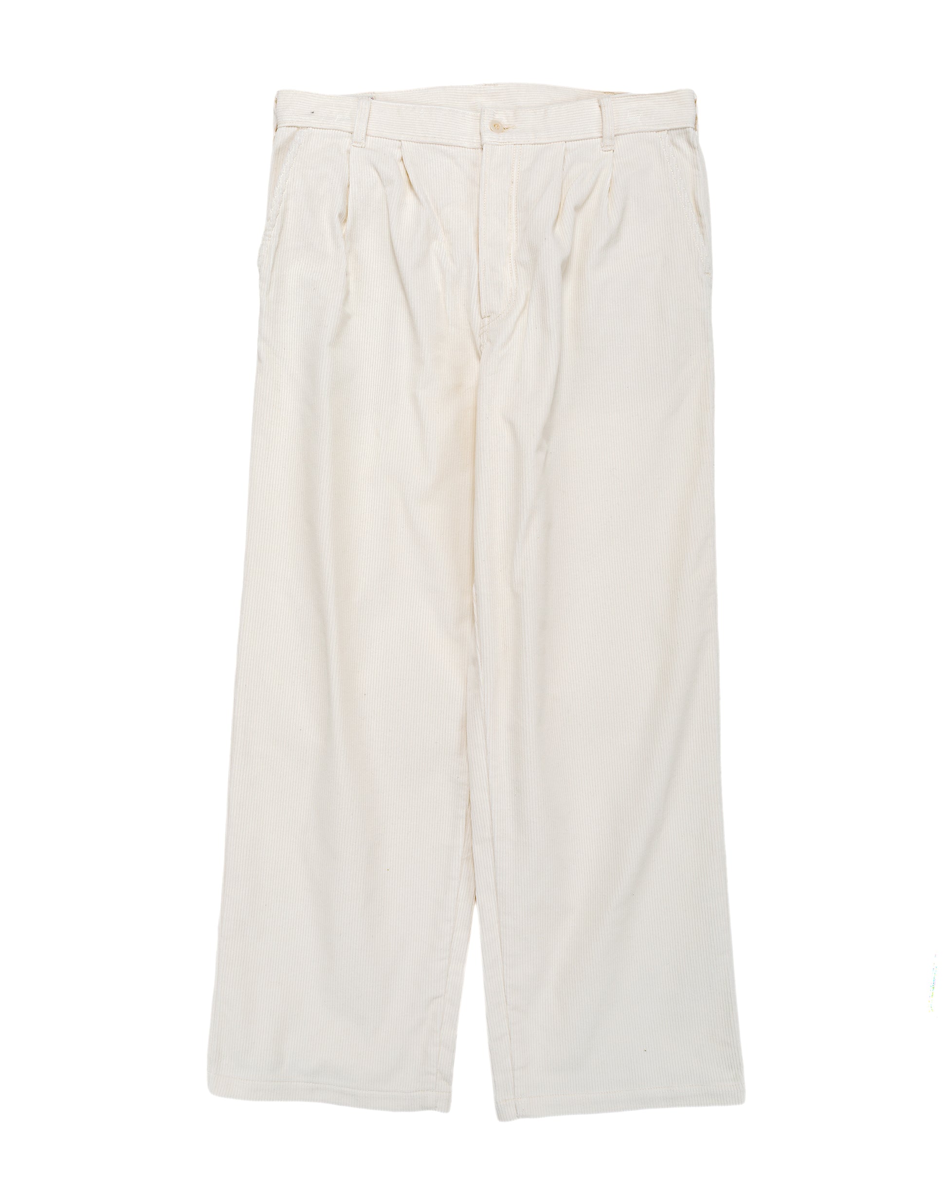 lost & found The Real McCoy's The Real McCoy's MP25105 Double-Pleat Corduroy Trousers White