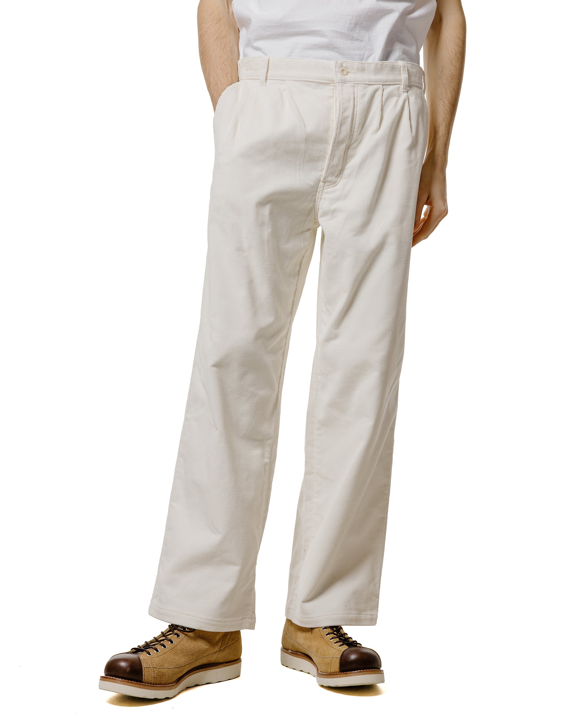 lost & found The Real McCoy's The Real McCoy's MP25105 Double-Pleat Corduroy Trousers White