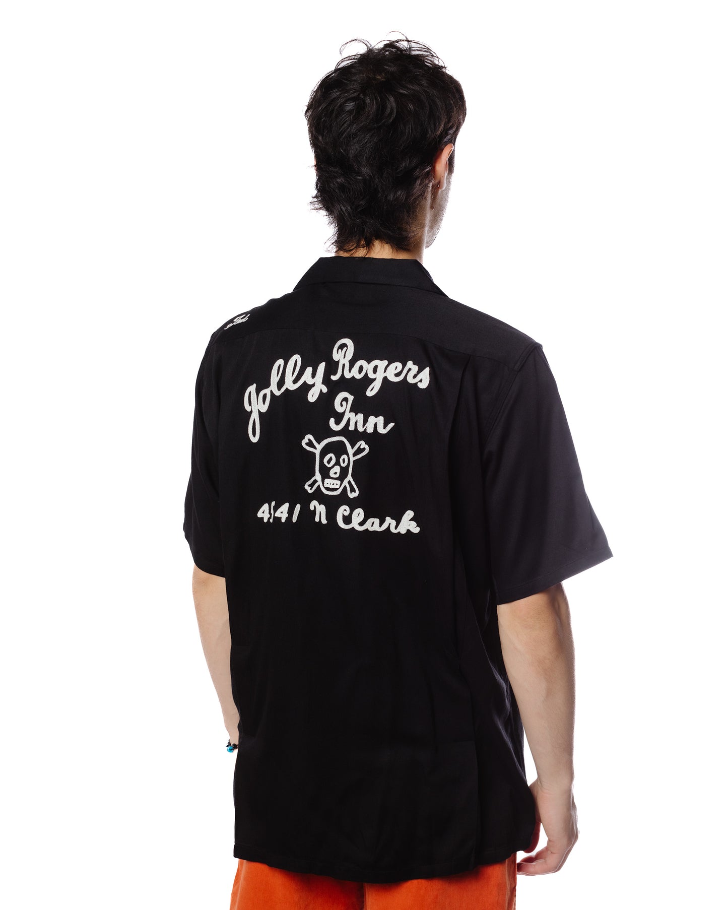 lost & found The Real McCoy's The Real McCoy's MS22002 Rayon Bowling Shirt / Jolly Roger Black