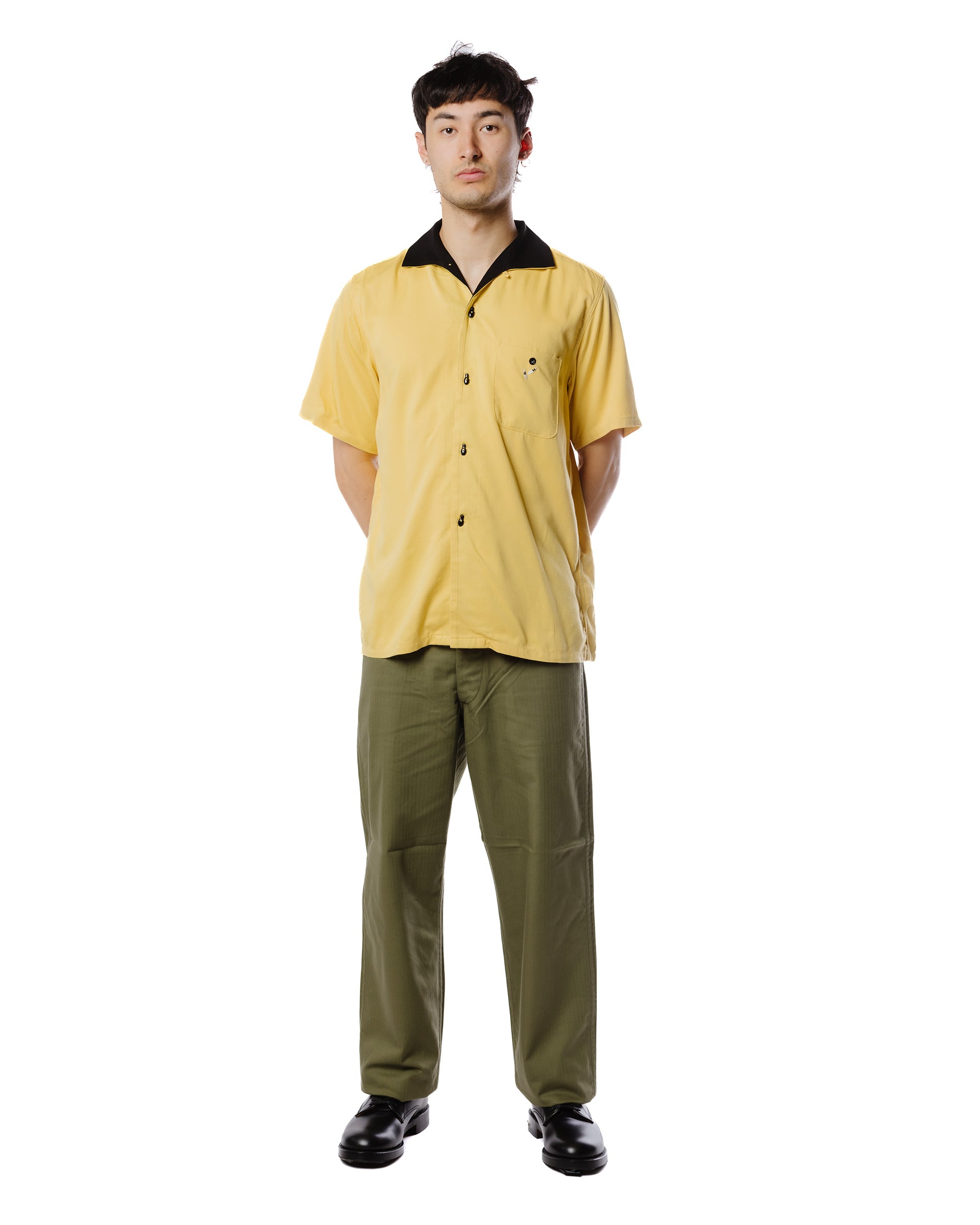 lost & found The Real McCoy's The Real McCoy's MS22002 Rayon Bowling Shirt / Jolly Roger Yellow