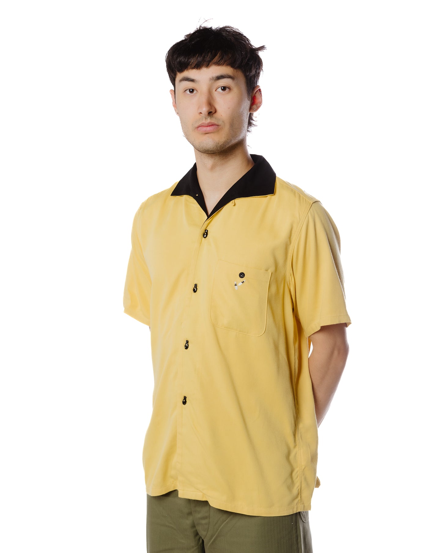 lost & found The Real McCoy's The Real McCoy's MS22002 Rayon Bowling Shirt / Jolly Roger Yellow