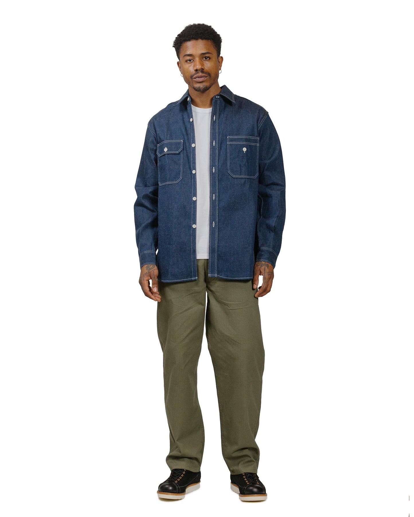 lost & found The Real McCoy's The Real McCoy's MS22103 8HU Denim Serviceman Shirt Indigo