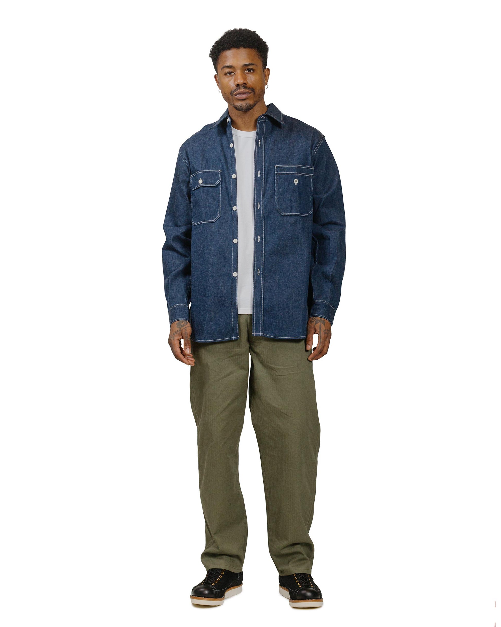 lost & found The Real McCoy's The Real McCoy's MS22103 8HU Denim Serviceman Shirt Indigo