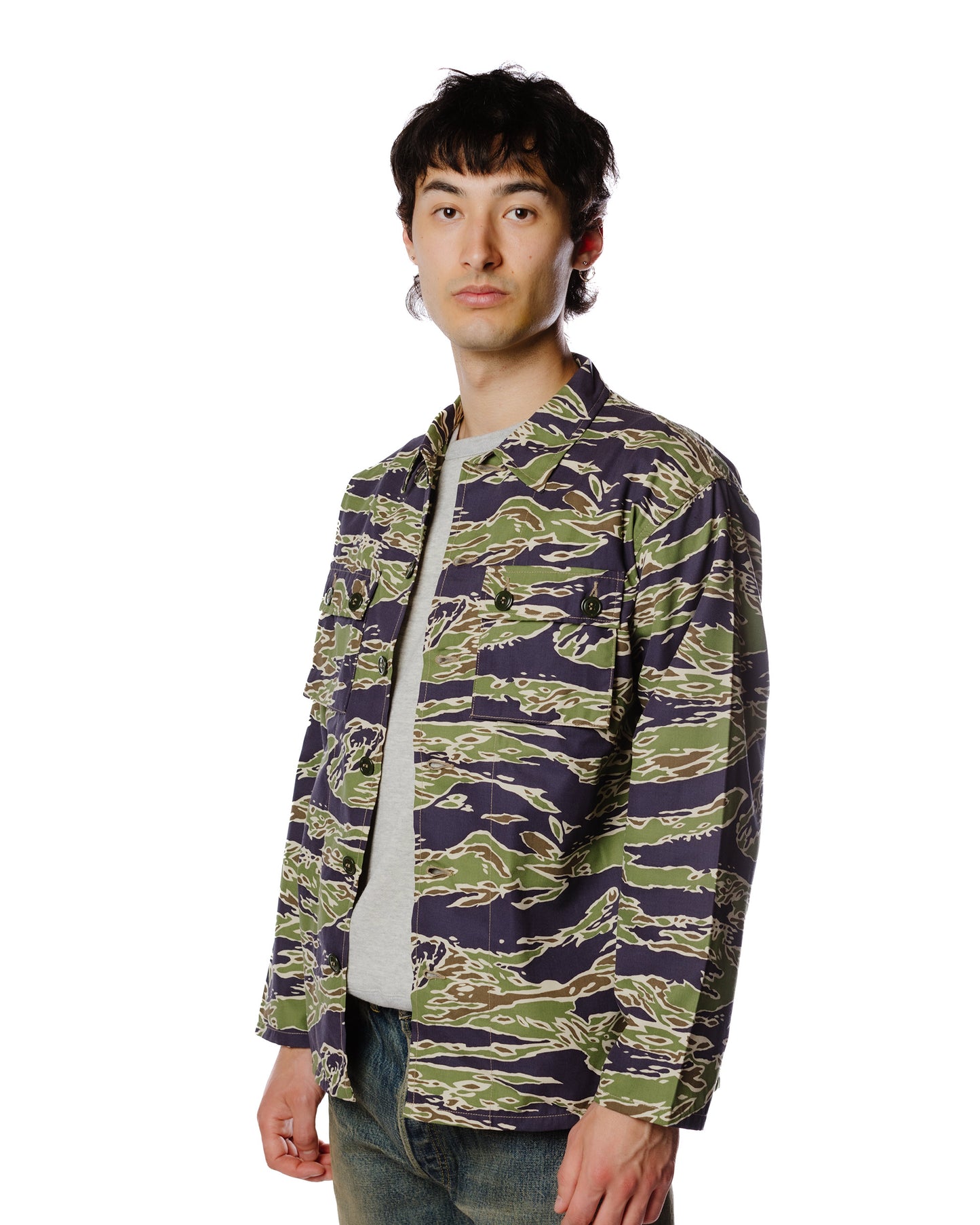 lost & found The Real McCoy's The Real McCoy's MS23002 Tiger Camouflage Shirt / Late War Green