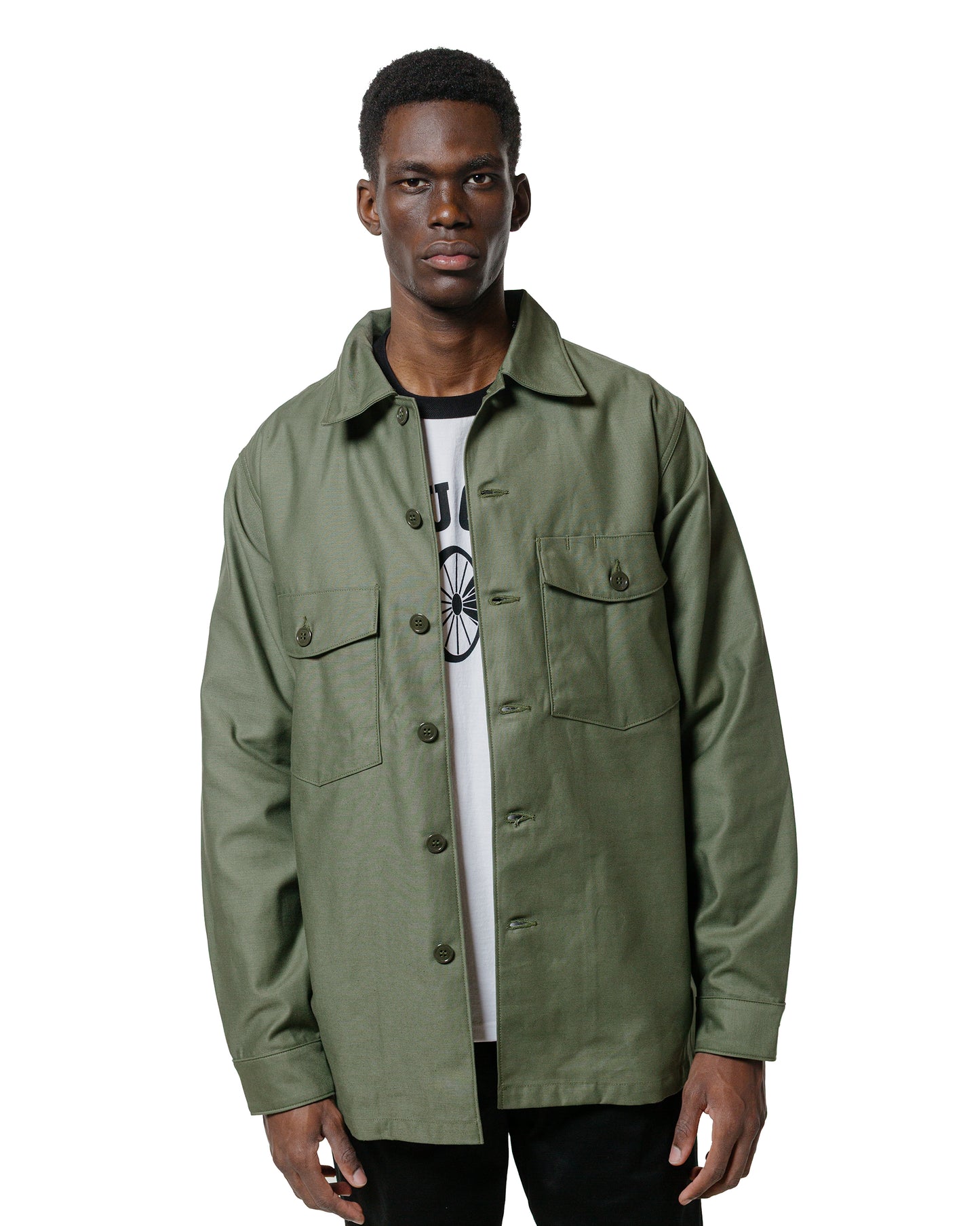 lost & found The Real McCoy's The Real McCoy's MS23101 Shirt, Man's, Cotton Sateen, OG-107 Olive