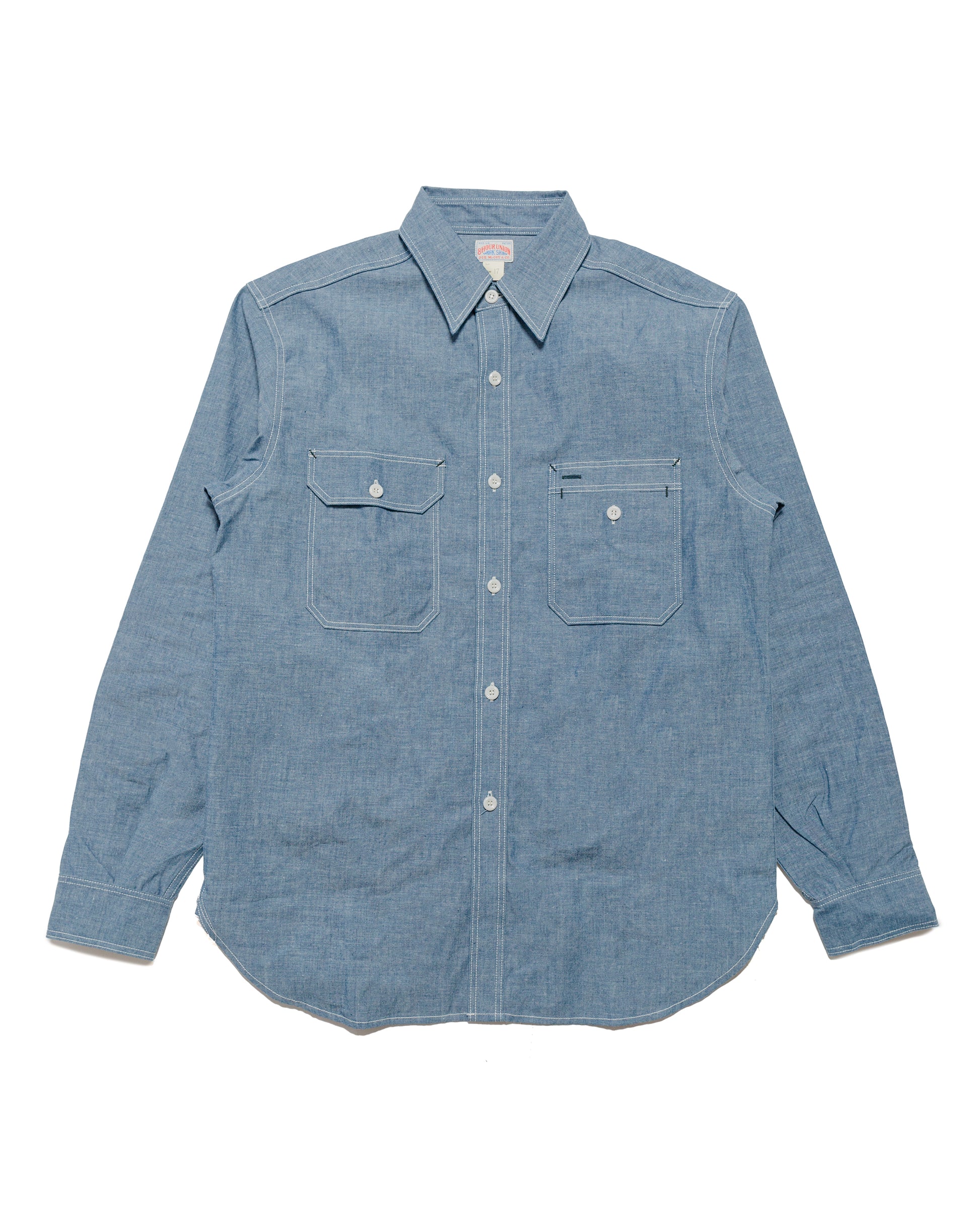 lost & found The Real McCoy's The Real McCoy's MS24004 8HU Chambray Serviceman Shirt Light Blue