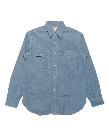 lost & found The Real McCoy's The Real McCoy's MS24004 8HU Chambray Serviceman Shirt Light Blue