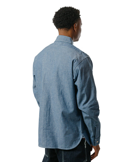 lost & found The Real McCoy's The Real McCoy's MS24004 8HU Chambray Serviceman Shirt Light Blue