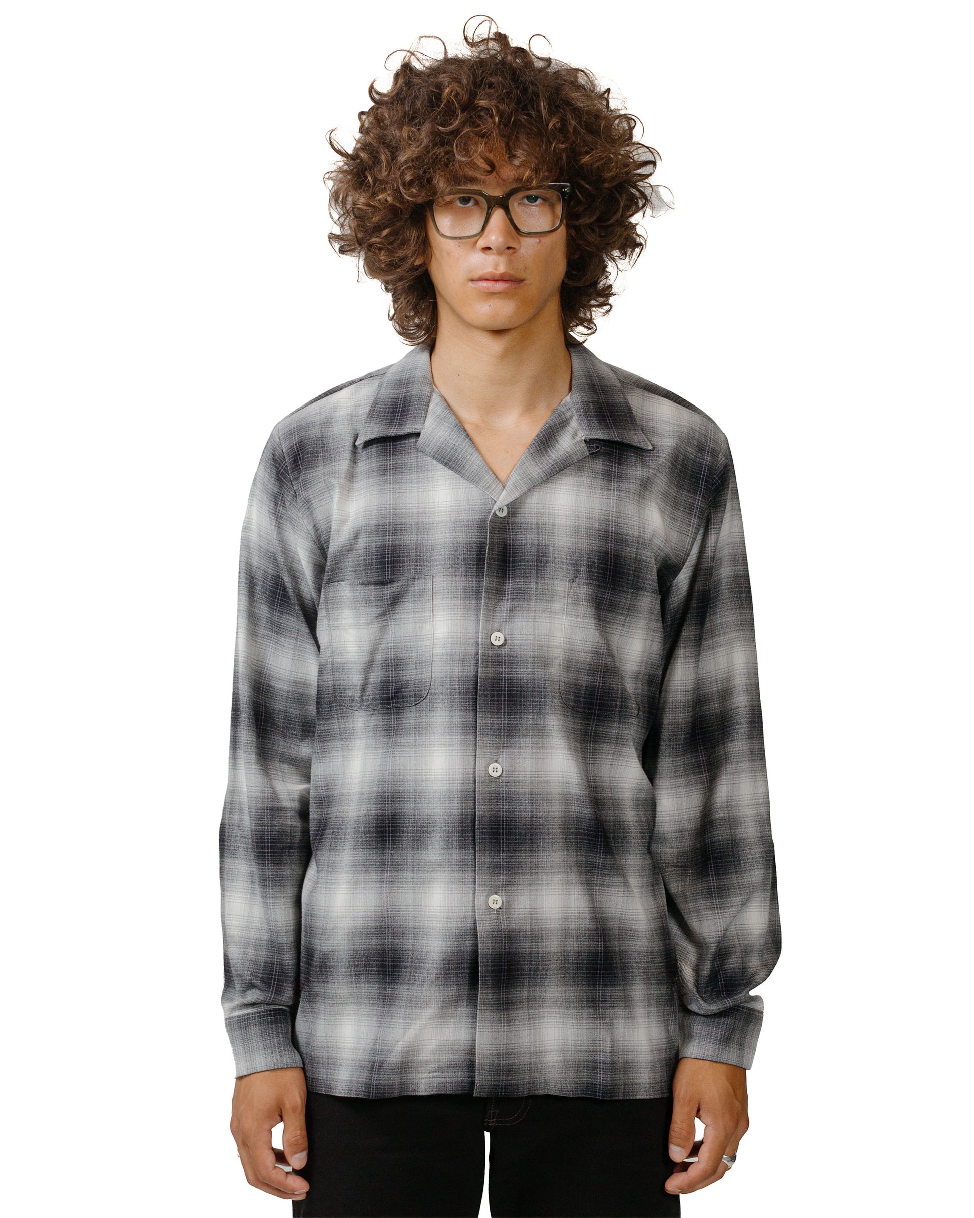 lost & found The Real McCoy's The Real McCoy's MS24006 Ombre Cotton Rayon Open Collar Shirt Gray