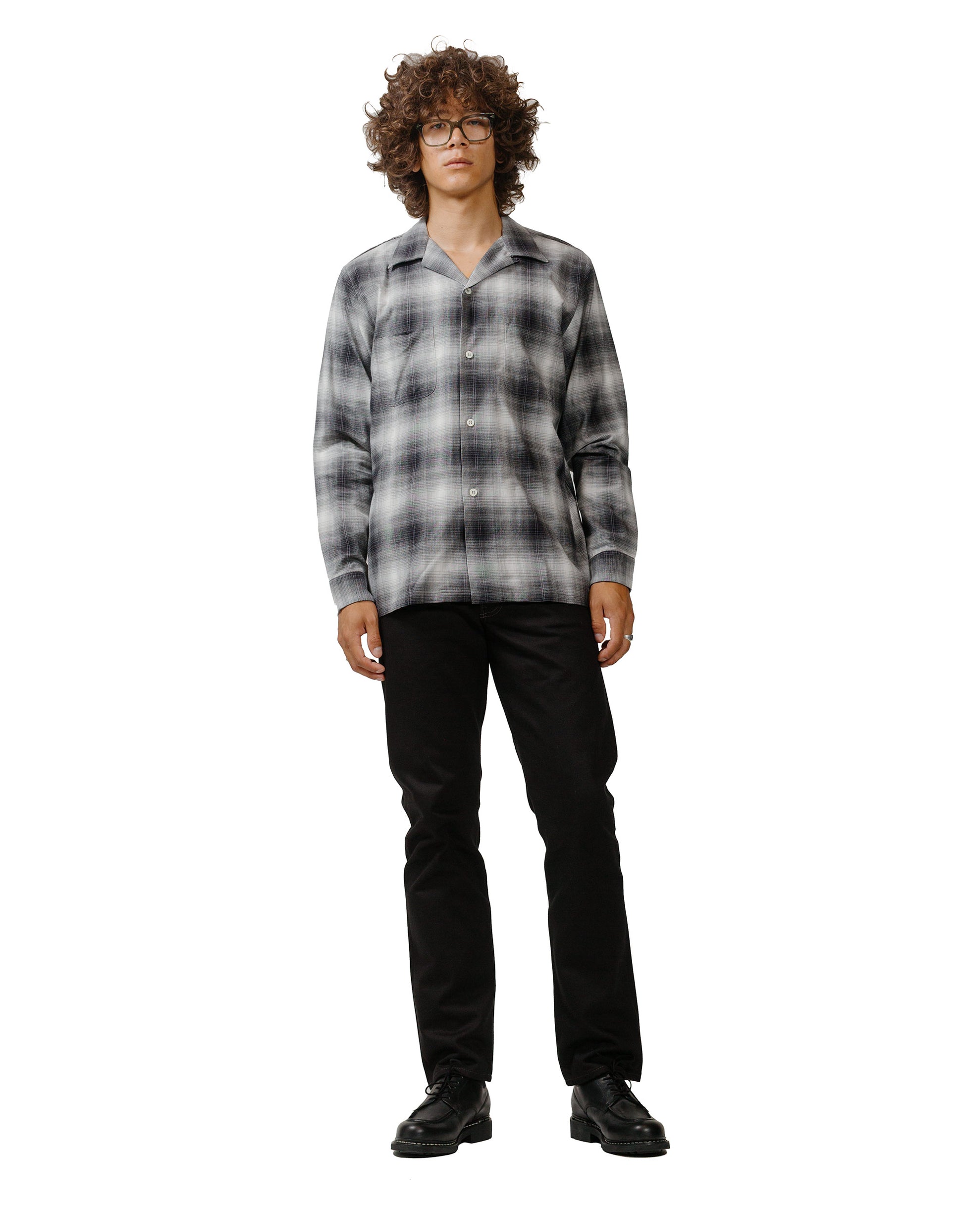 lost & found The Real McCoy's The Real McCoy's MS24006 Ombre Cotton Rayon Open Collar Shirt Gray