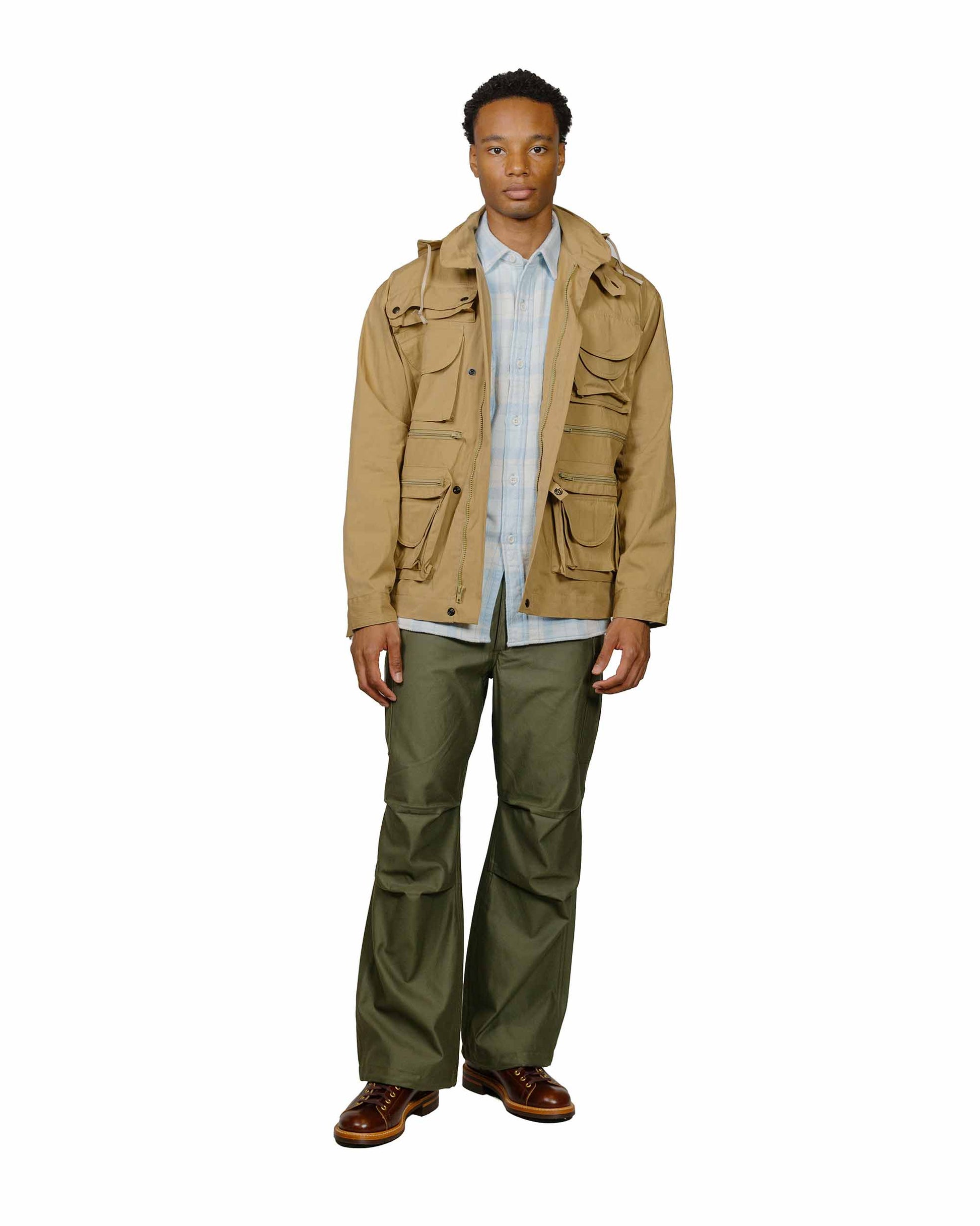 lost & found The Real McCoy's The Real McCoy's MS24007 8HU Block Check Summer Flannel Shirt Light Blue
