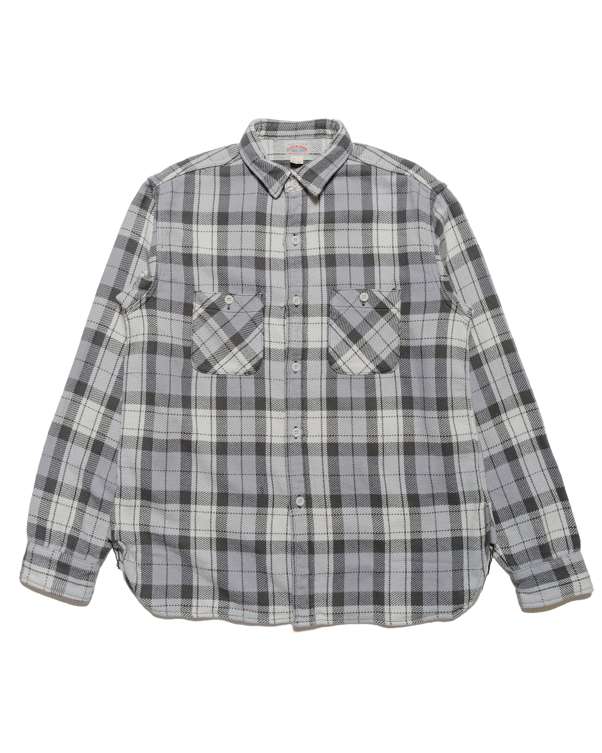 lost & found The Real McCoy's The Real McCoy's MS24007 8HU Block Check Summer Flannel Shirt Snow Gray